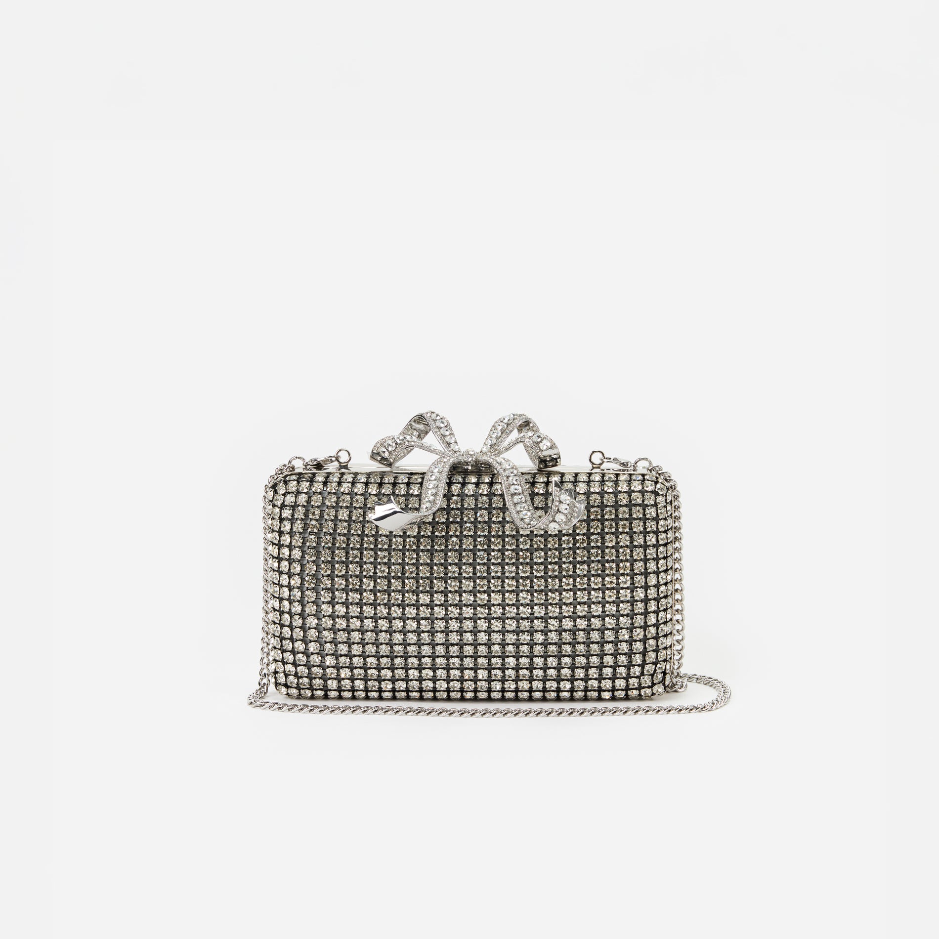 Silver Crystal Box Clutch