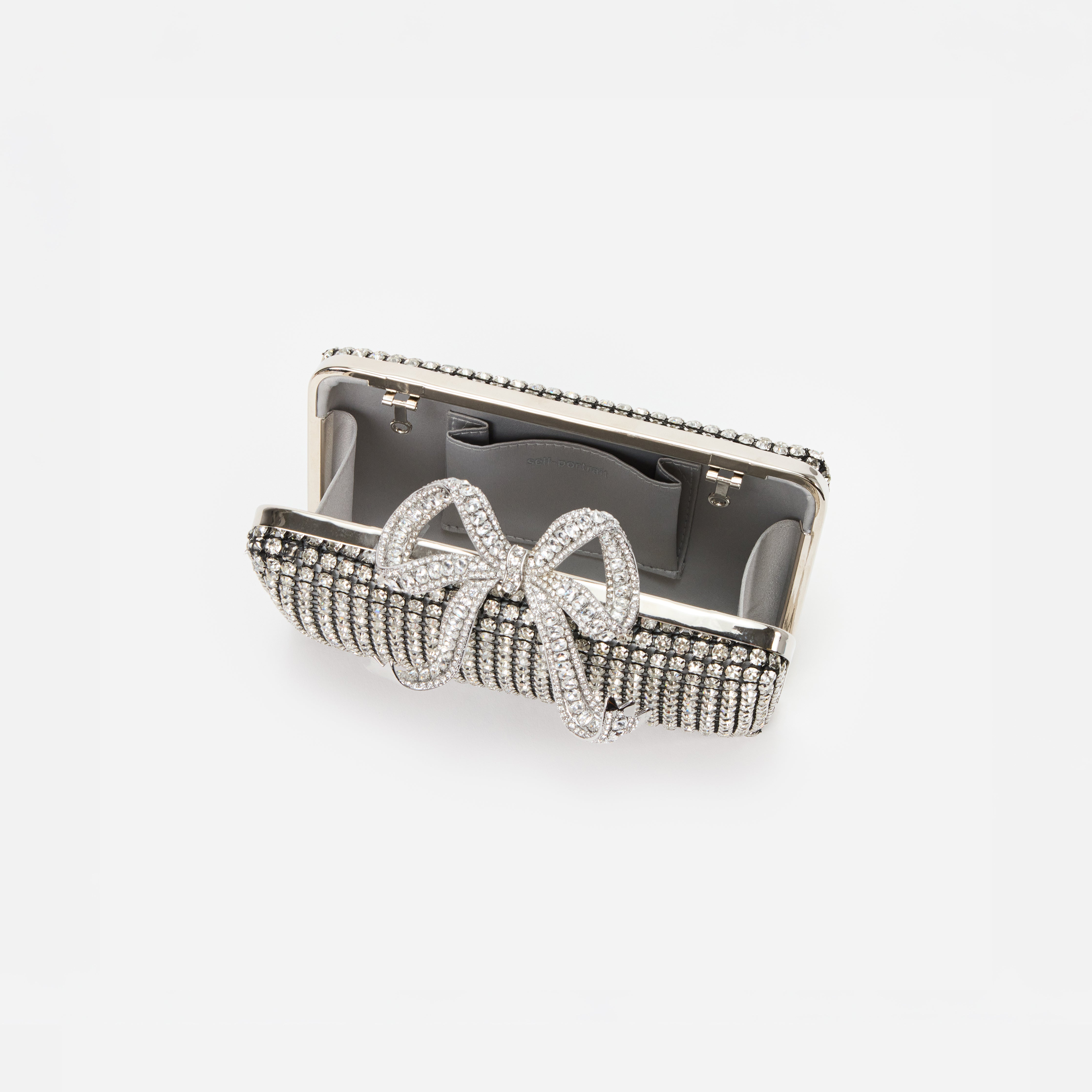 Silver Crystal Box Clutch – self-portrait