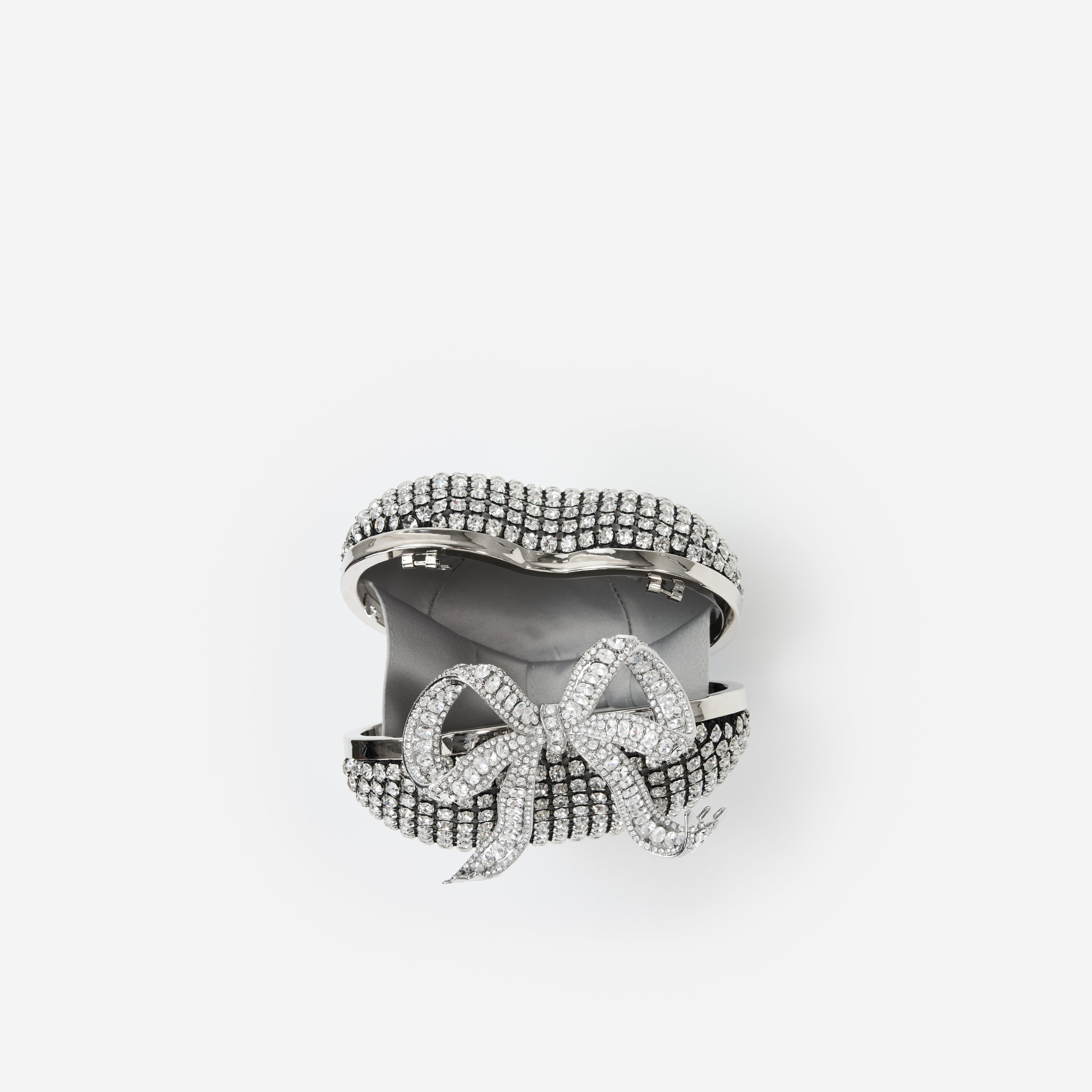 Silver Crystal Heart Clutch