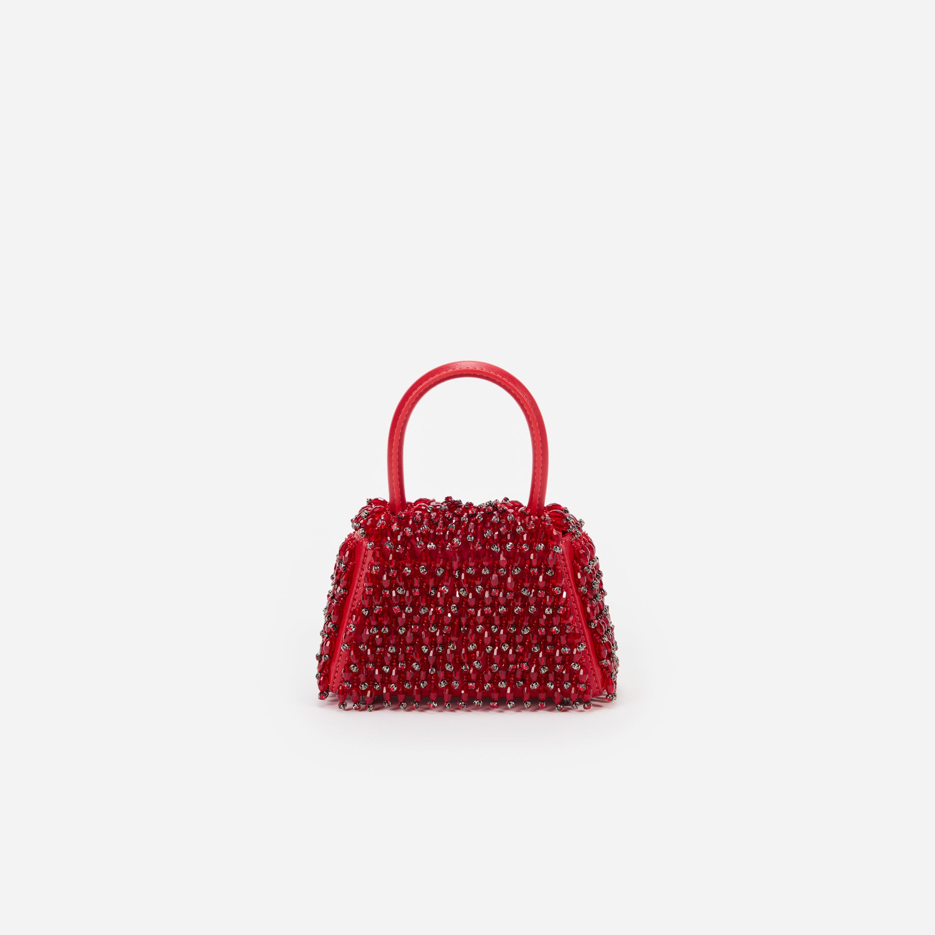 Red Embellished Micro Bow Bag