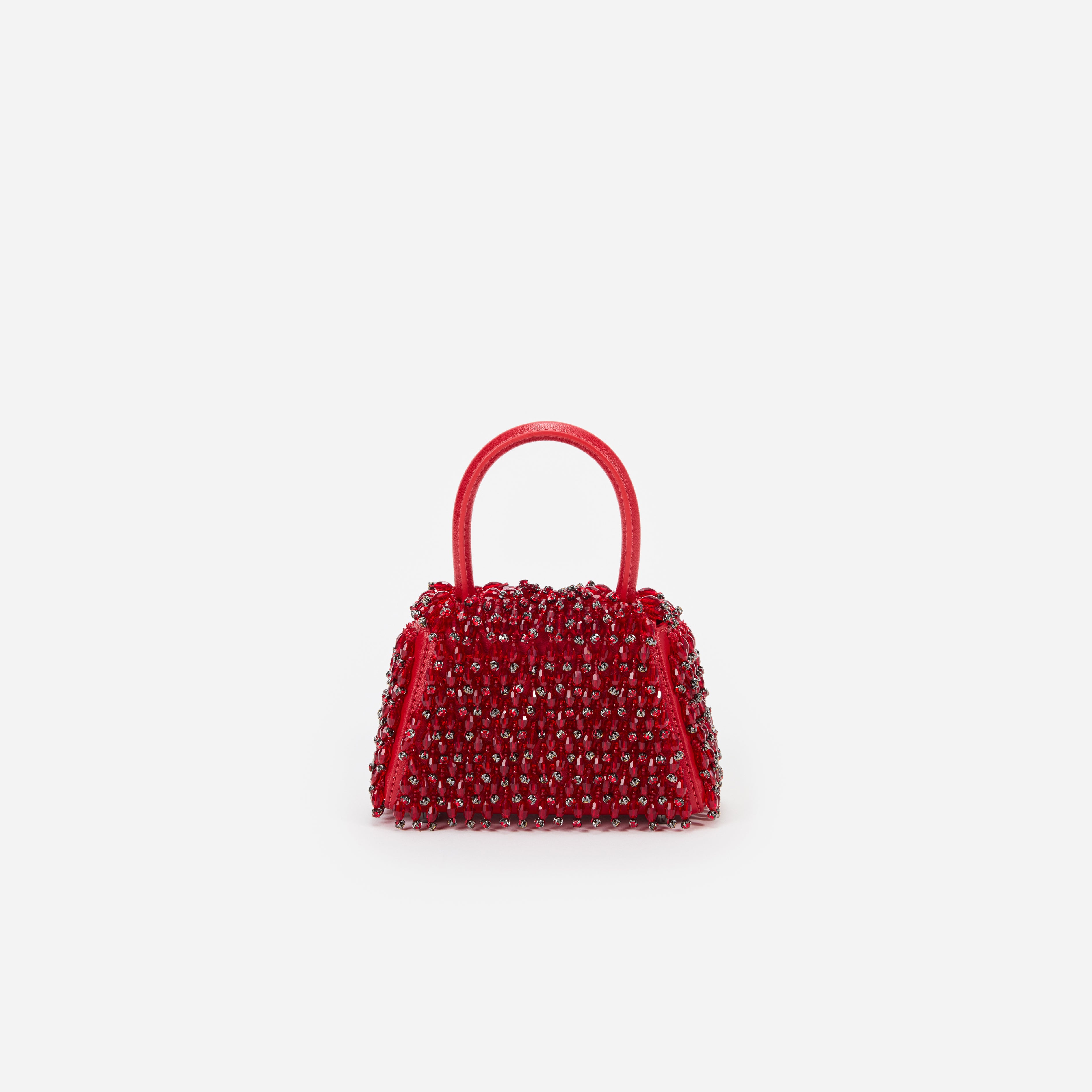 Red Embellished Micro Bow Bag