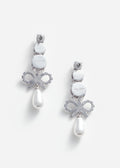 Crystal Bow Pearl Earrings