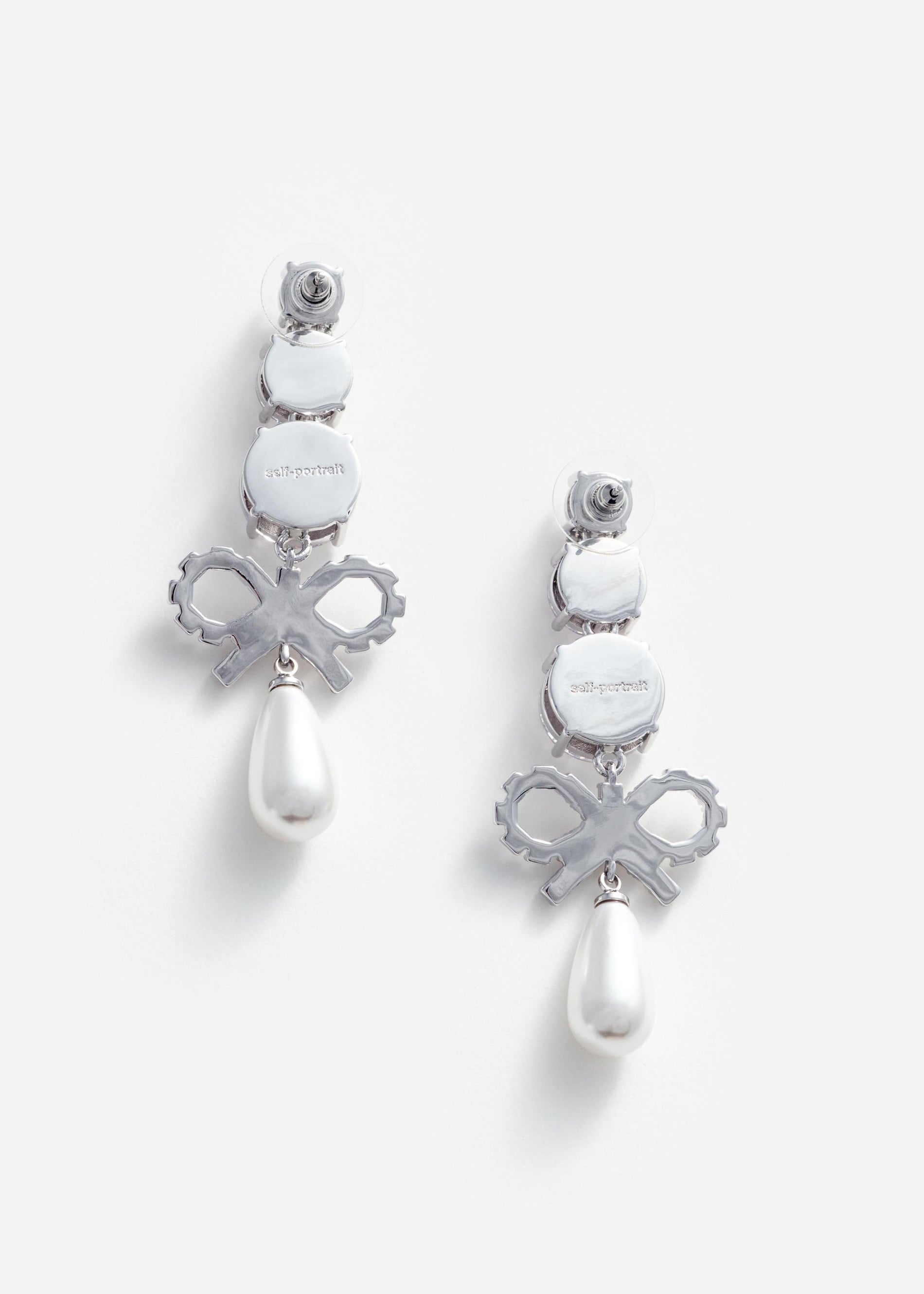 Crystal Bow Pearl Earrings