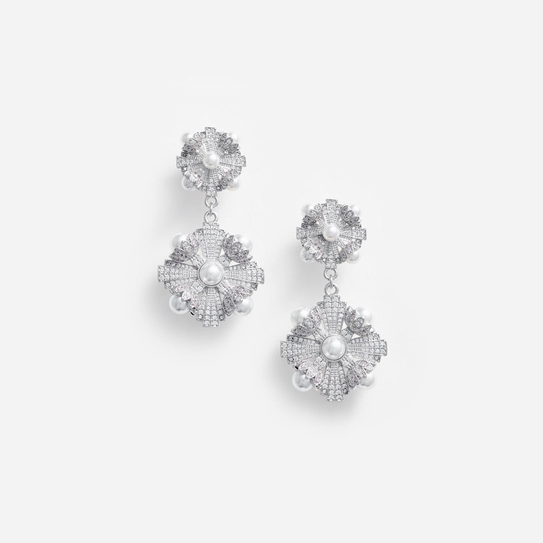 실버 장식 티어드 귀걸이