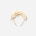 크림색 스팽글 튤 헤드밴드