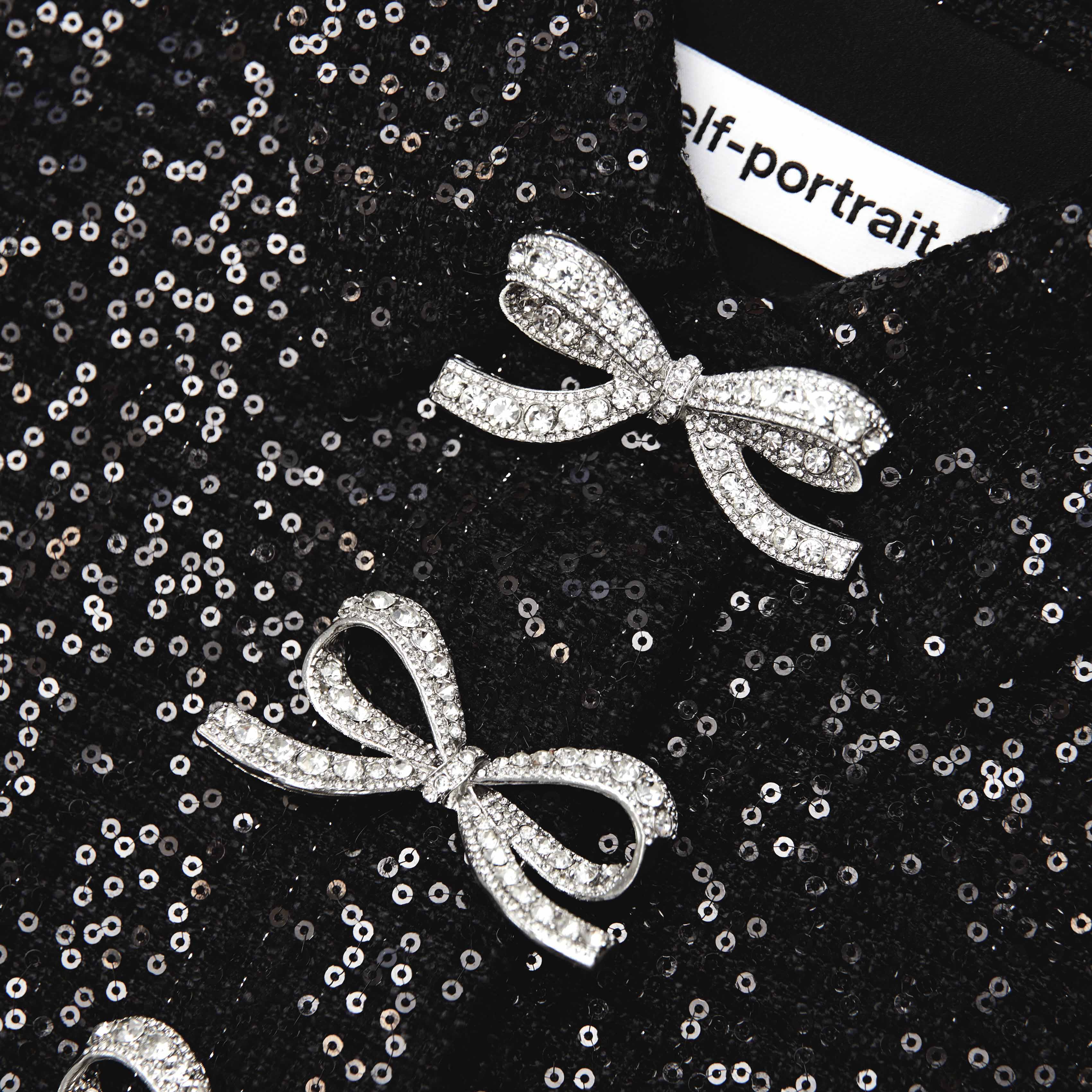 블랙 부클 리본 미디 드레스