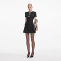 Black Boucle Bow Mini Dress