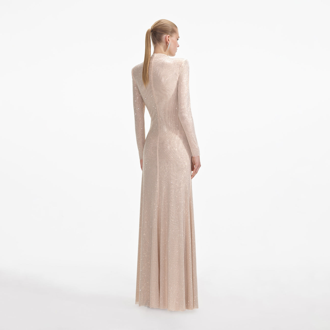 LOOK 813 LONG SEQUIN DRESS WITH RHINESTONE NECKLINE