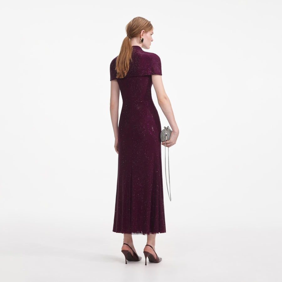Raegan Mesh Midi Dress Burgundy main image 0