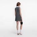 Grey Herringbone Scarf Detail Mini Dress