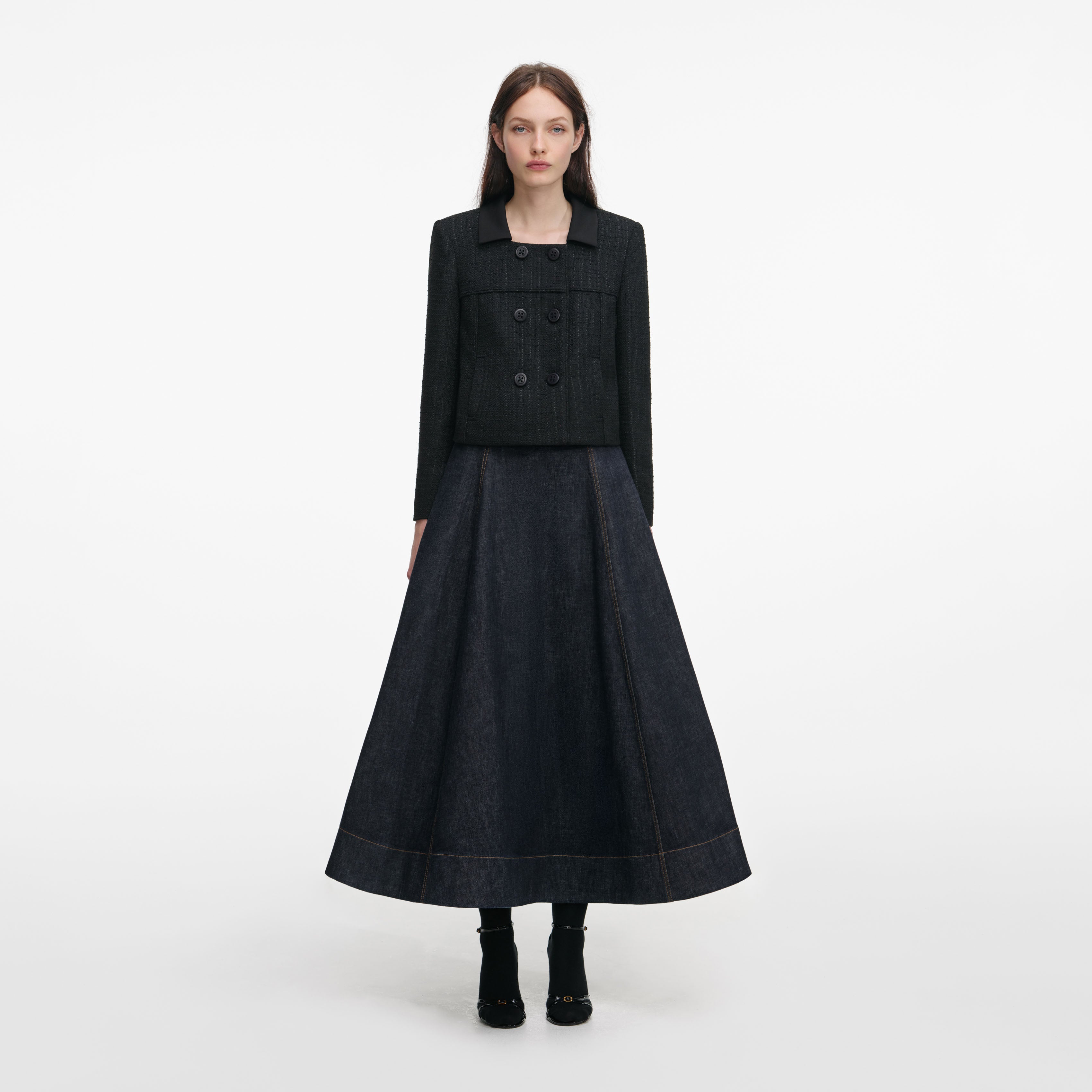 Black Boucle Cropped Jacket