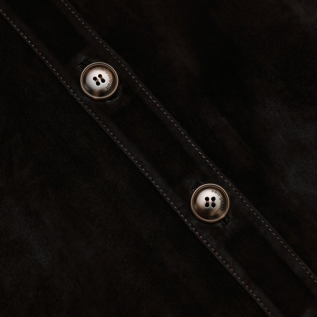 A close up of the fabric for the Brown Suede Midi Skirt