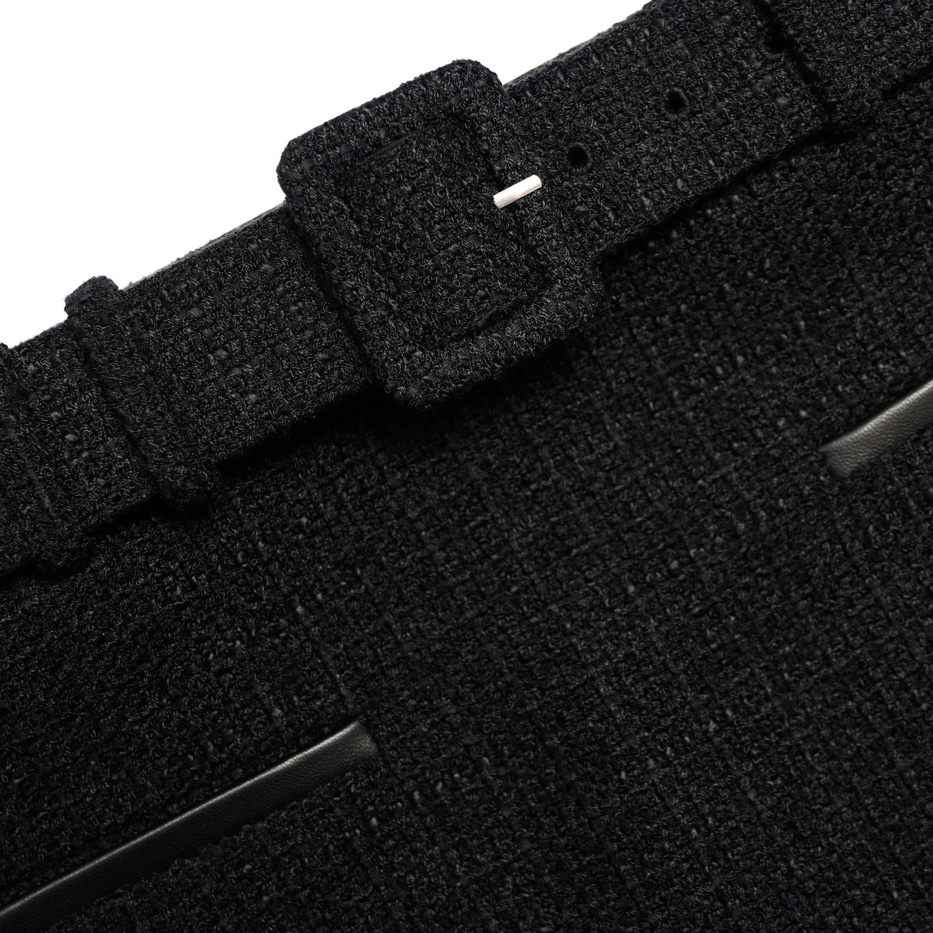 A close up of the fabric for the Black Boucle Mini Skirt