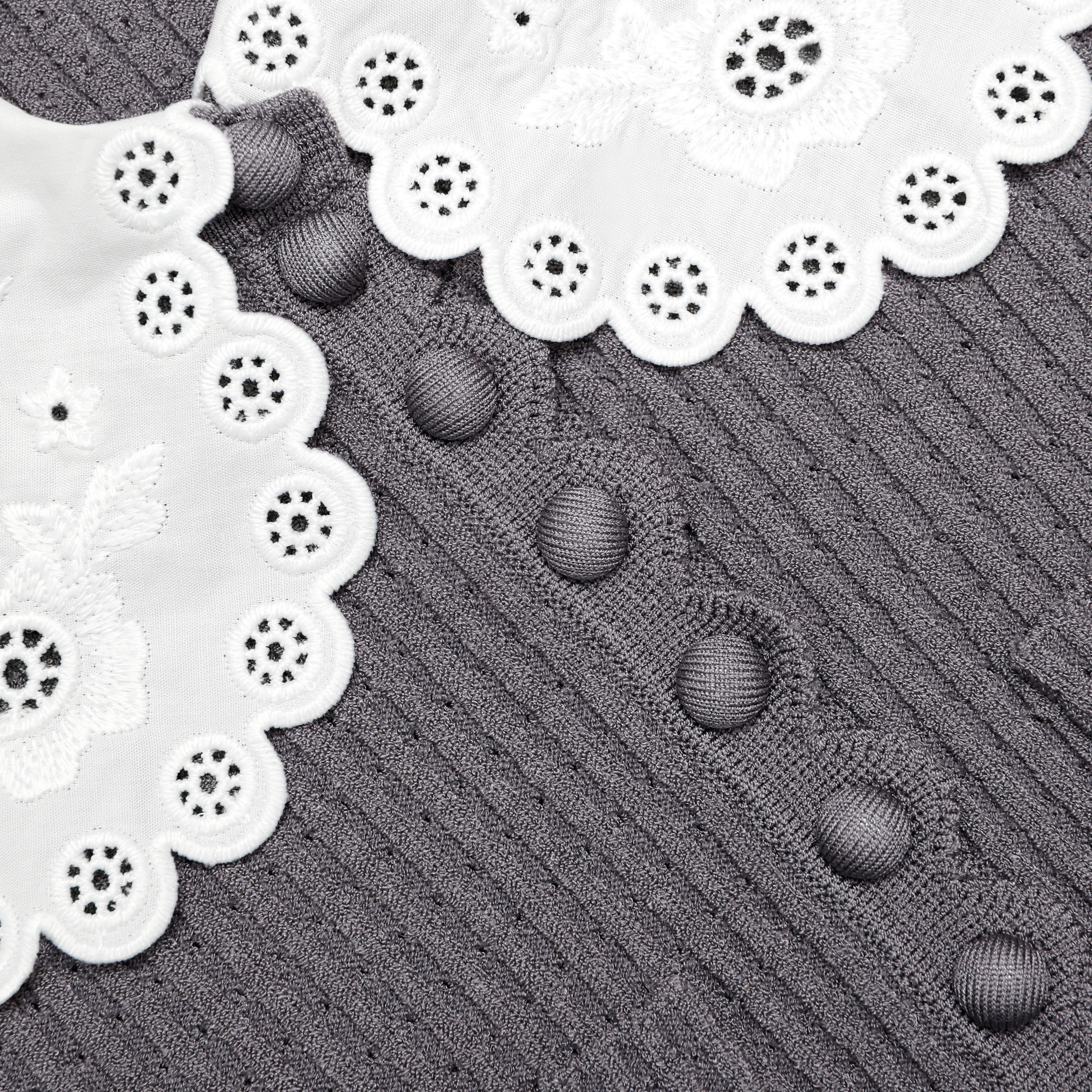 Grey Lace Collar Knit Top