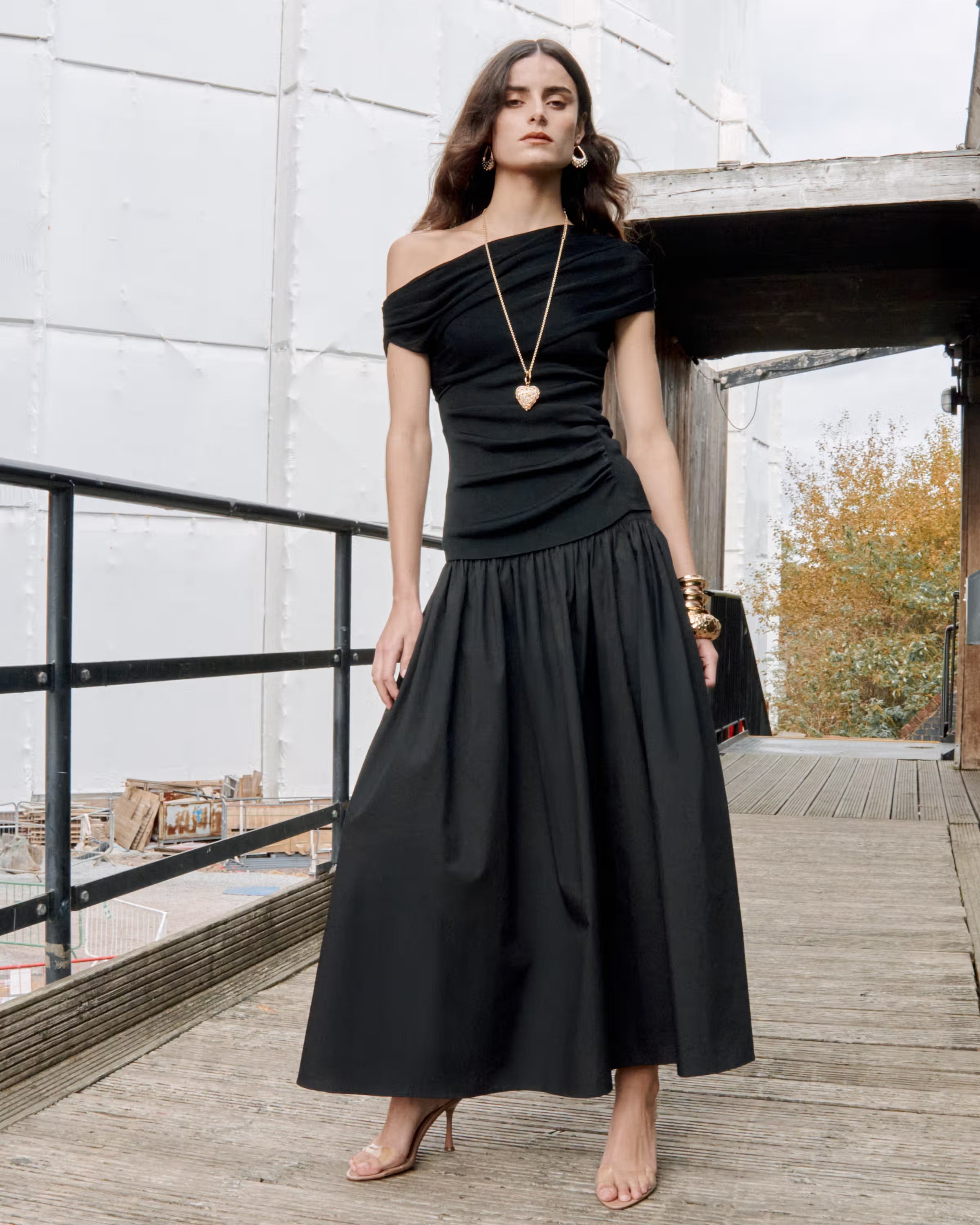 off the shoulder draped top midi dress AX Paris | Sparkle Off The Shoulder Draped Top Midi Dress
