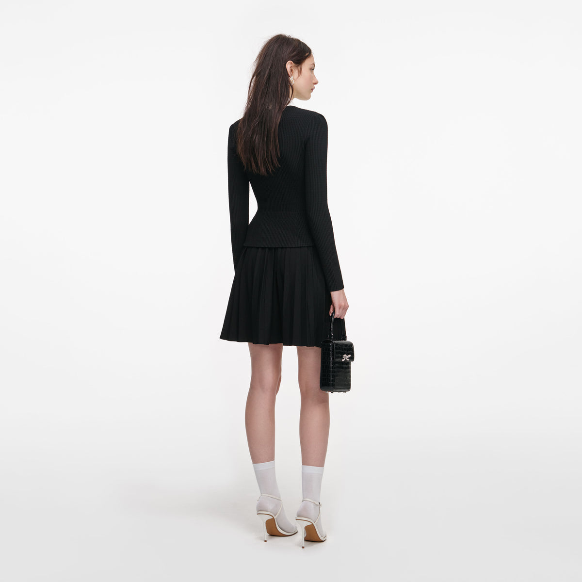 Black Tailored Knit Mini Dress – self-portrait