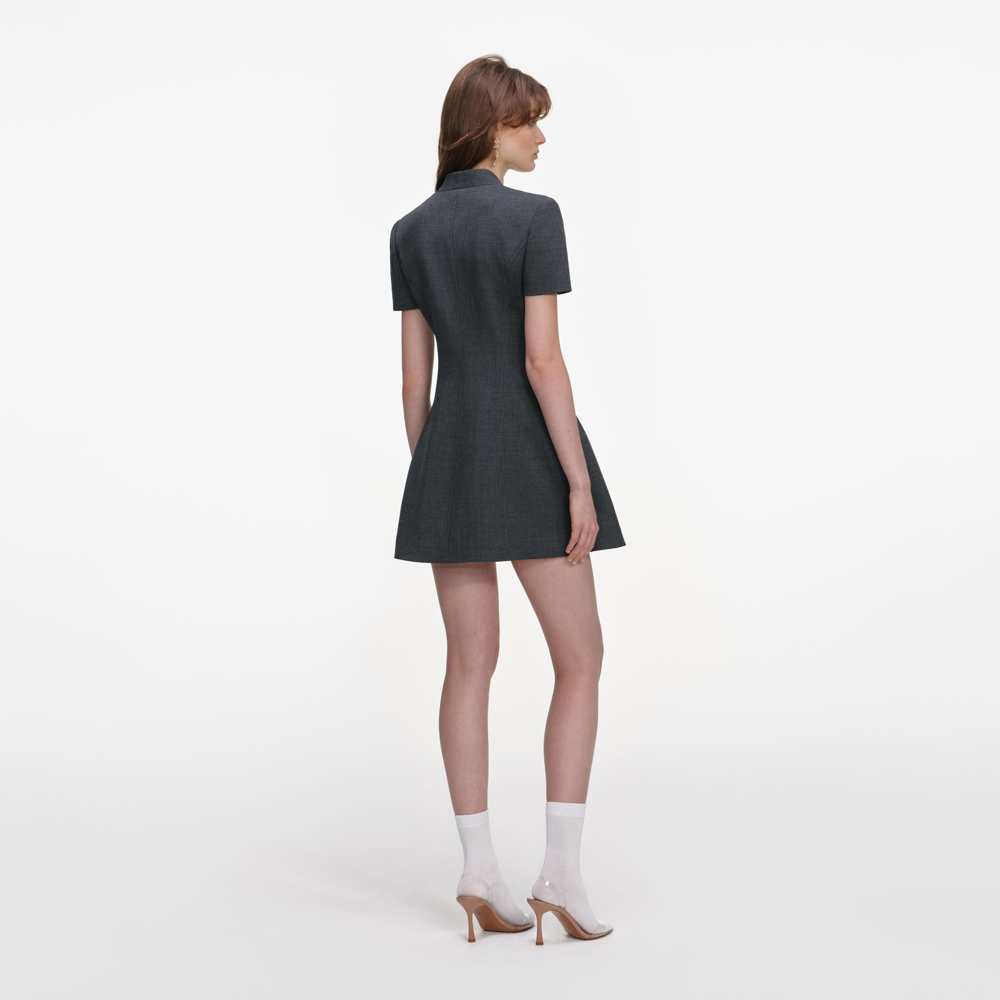 Grey Tailored Flower Detail Midi Dress – self-portrait