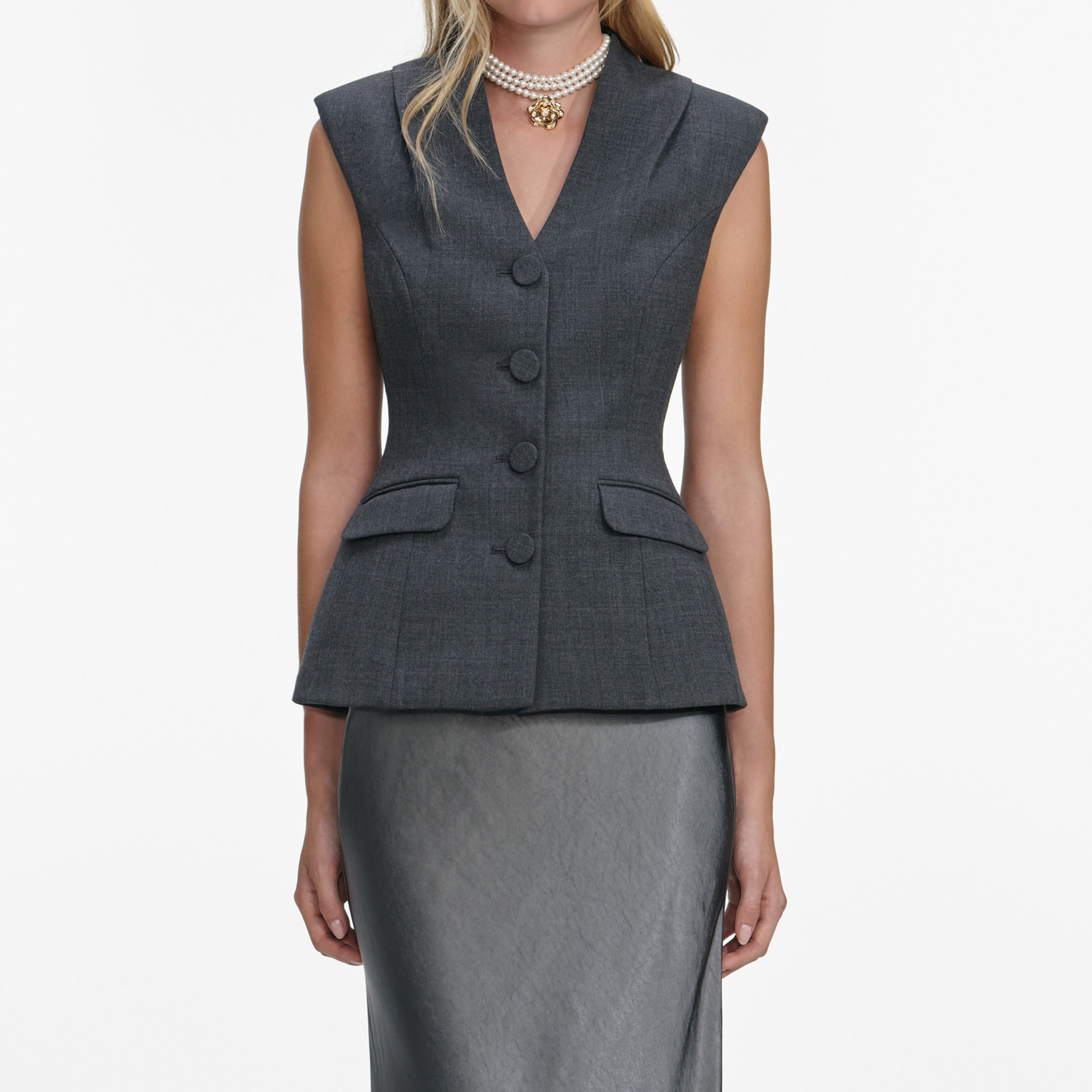 Grey Tailored Satin Maxi Dress