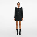 Black Boucle Contrast Collar Mini Dress