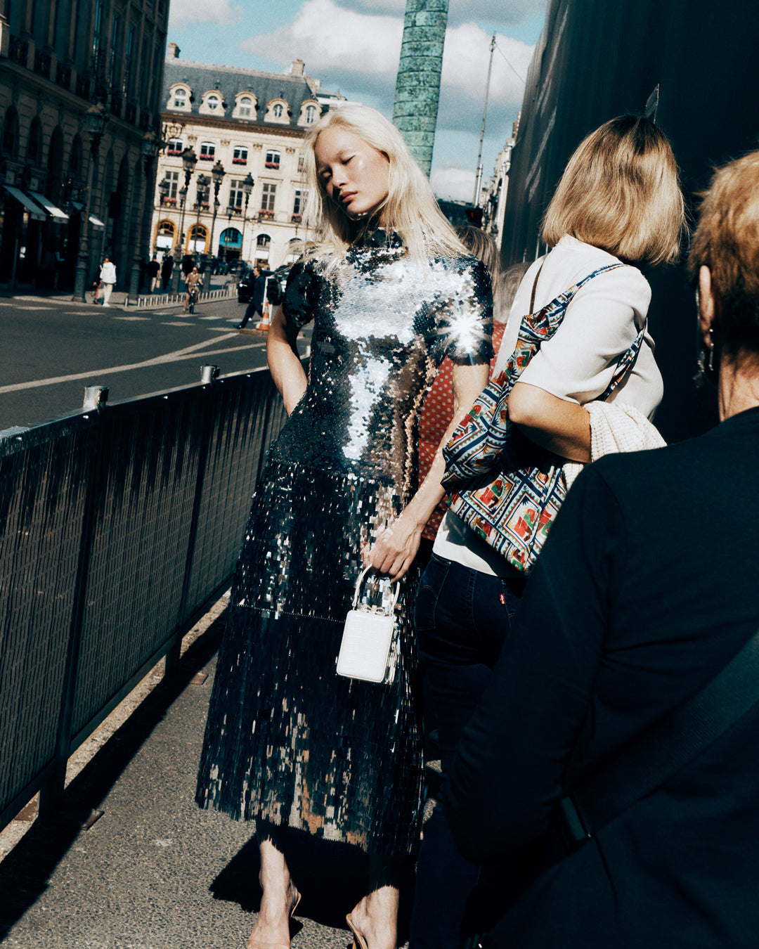 Silver Gradient Sequin Midi Dress – self-portrait