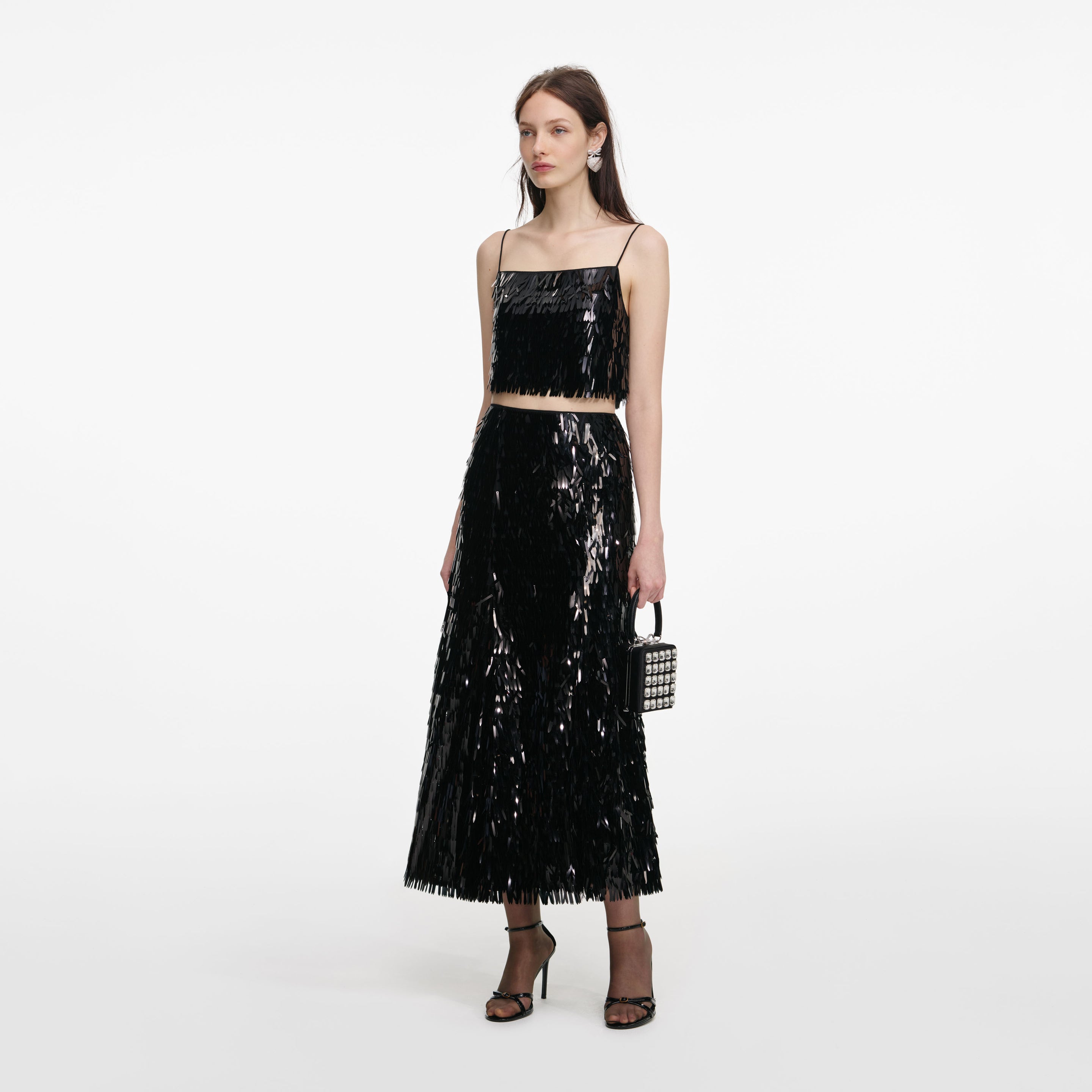 roberta black check Tweed Sequin top main image 0