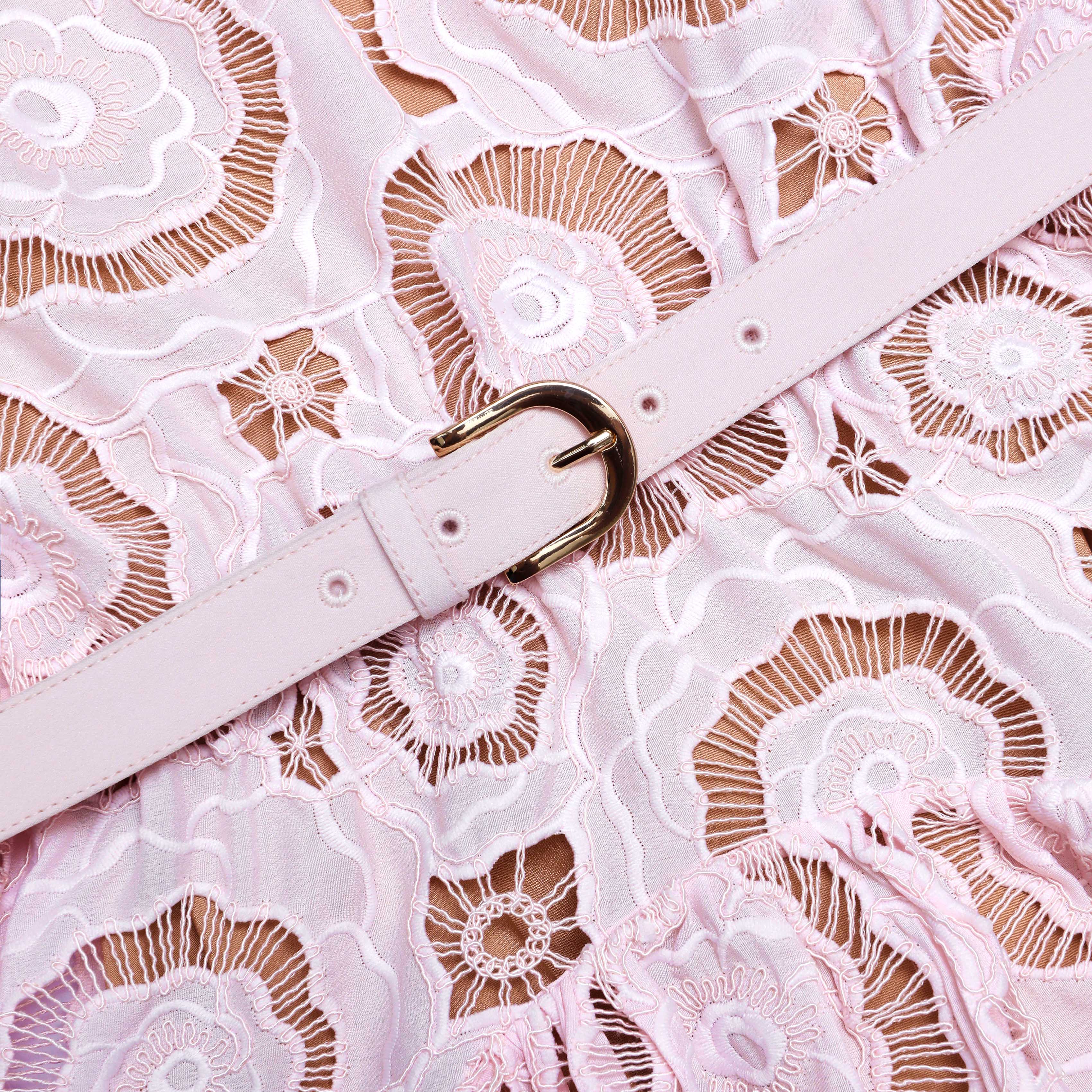 Pink Floral Lace  Mini Dress