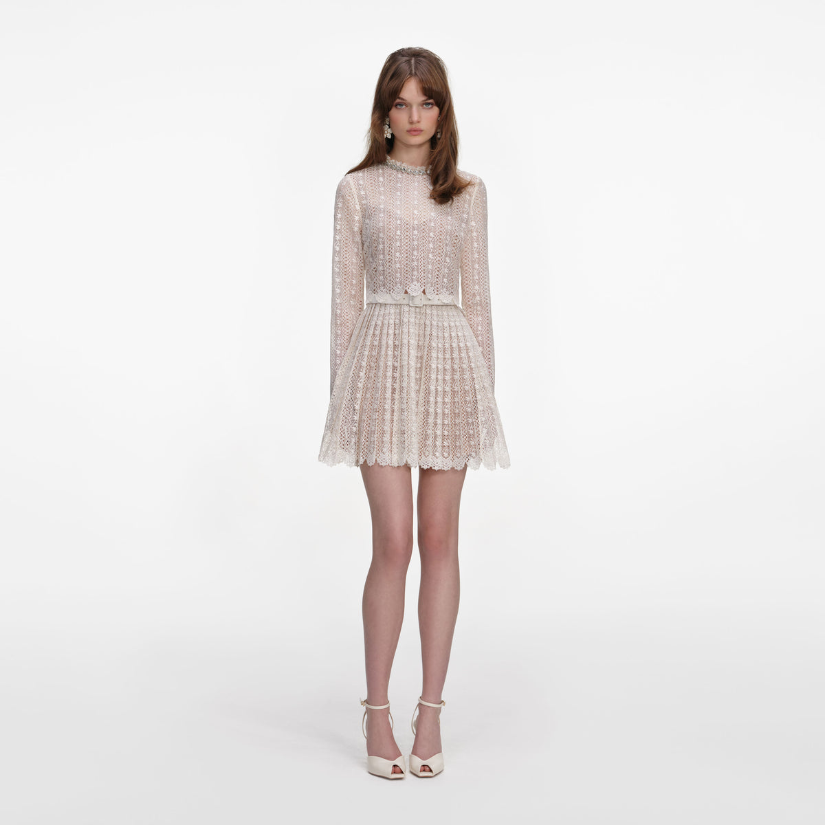 Cream Organza Lace Mini Dress – self-portrait