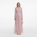 Pink Organza Lace Maxi Dress