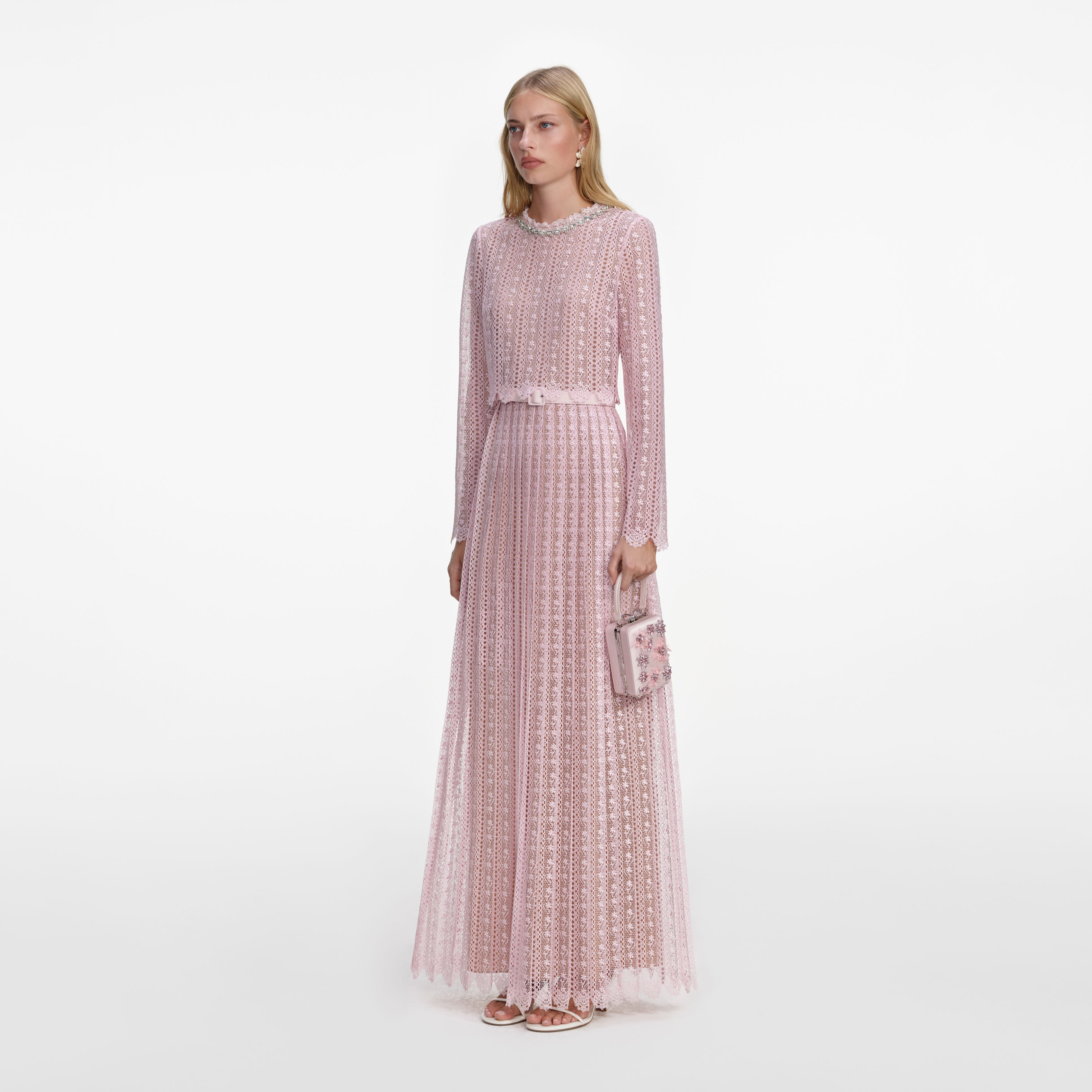 Pink Organza Lace Maxi Dress – self-portrait