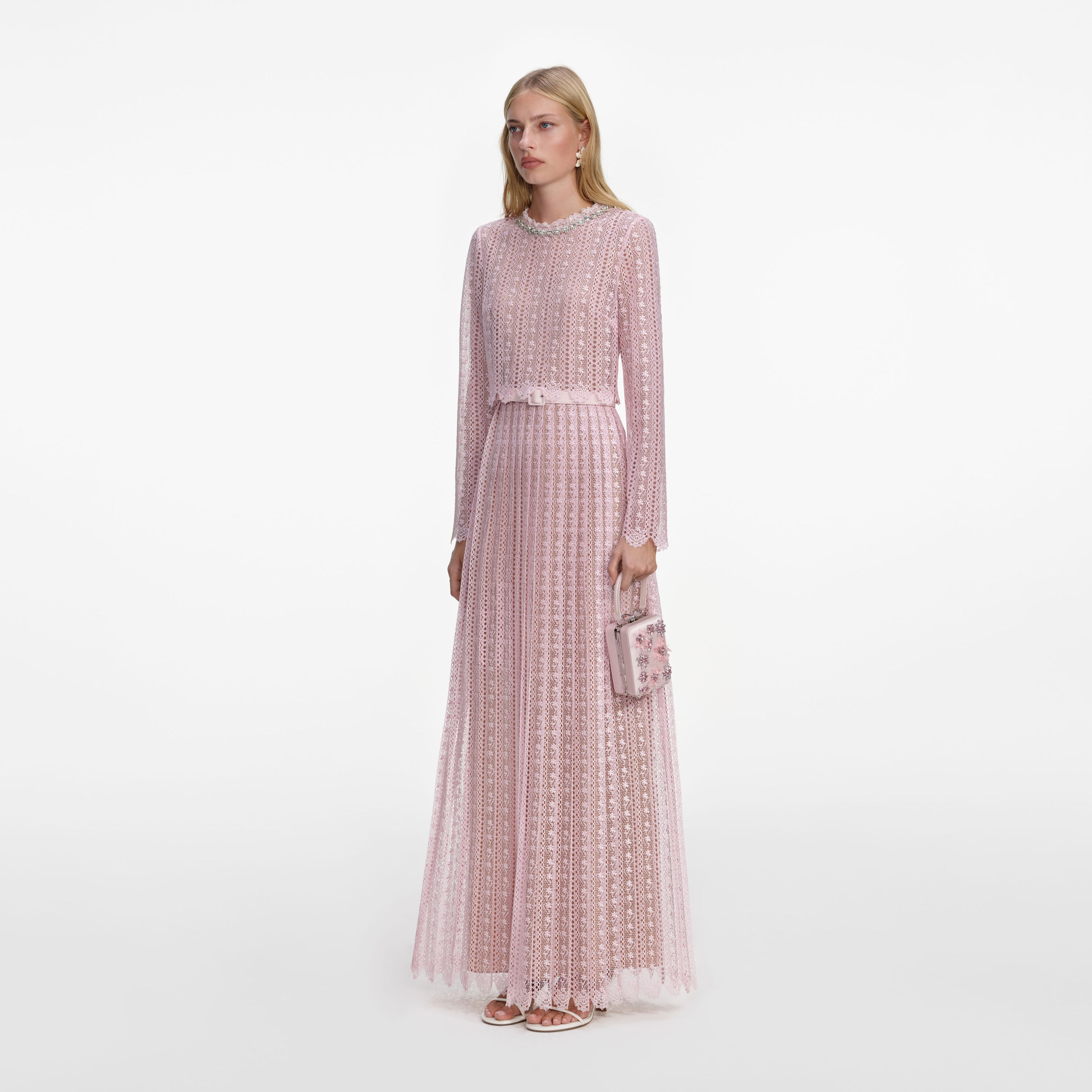 Pink Organza Lace Maxi Dress – self-portrait