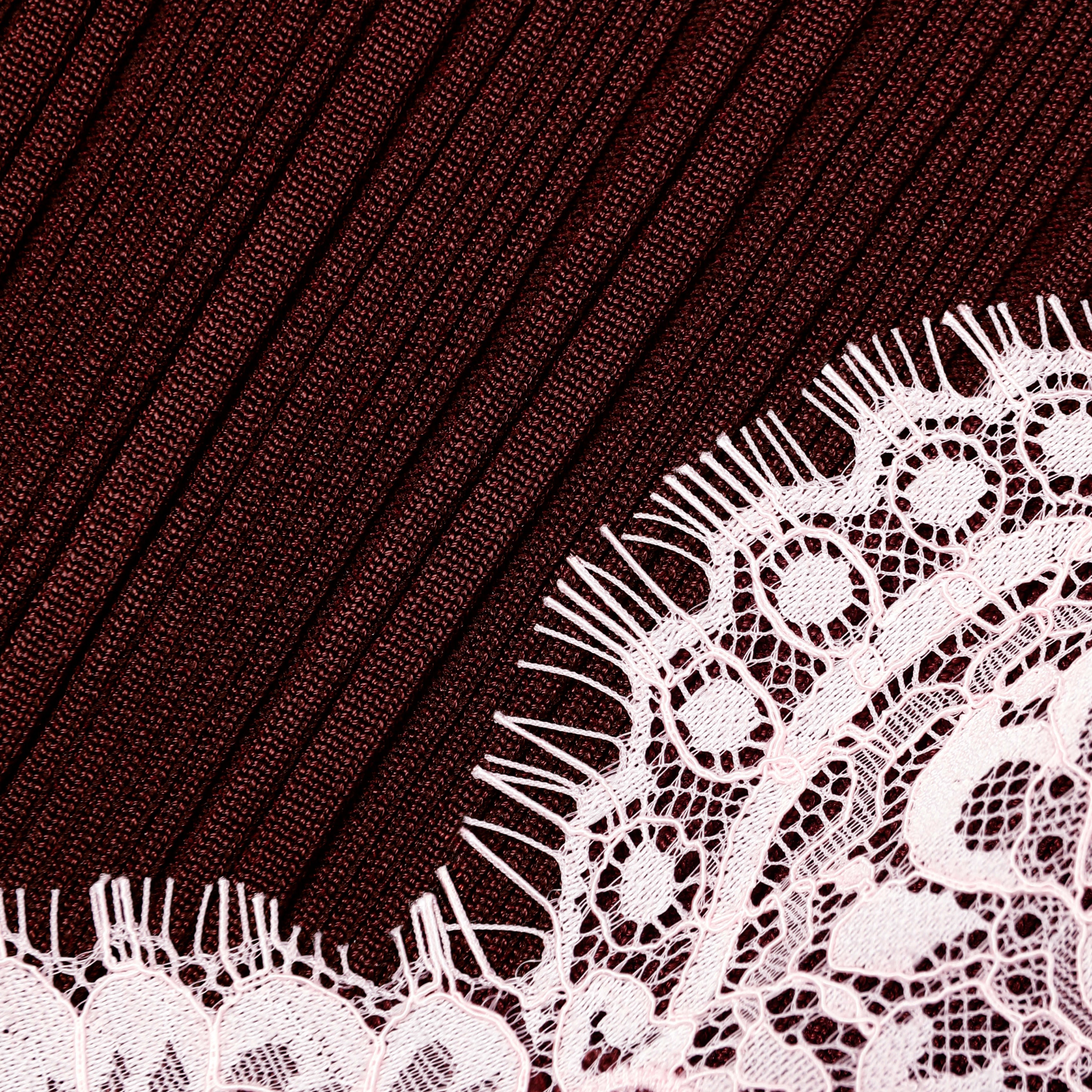 Brown Contrast Lace Knit Midi Dress