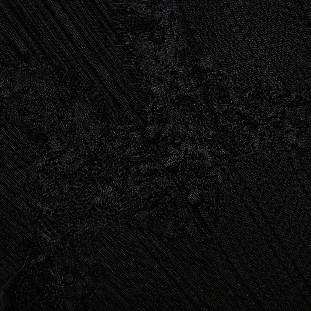 A close up of the fabric for the Black Lace Knit Top