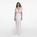 White Fine Lace Satin Maxi Dress