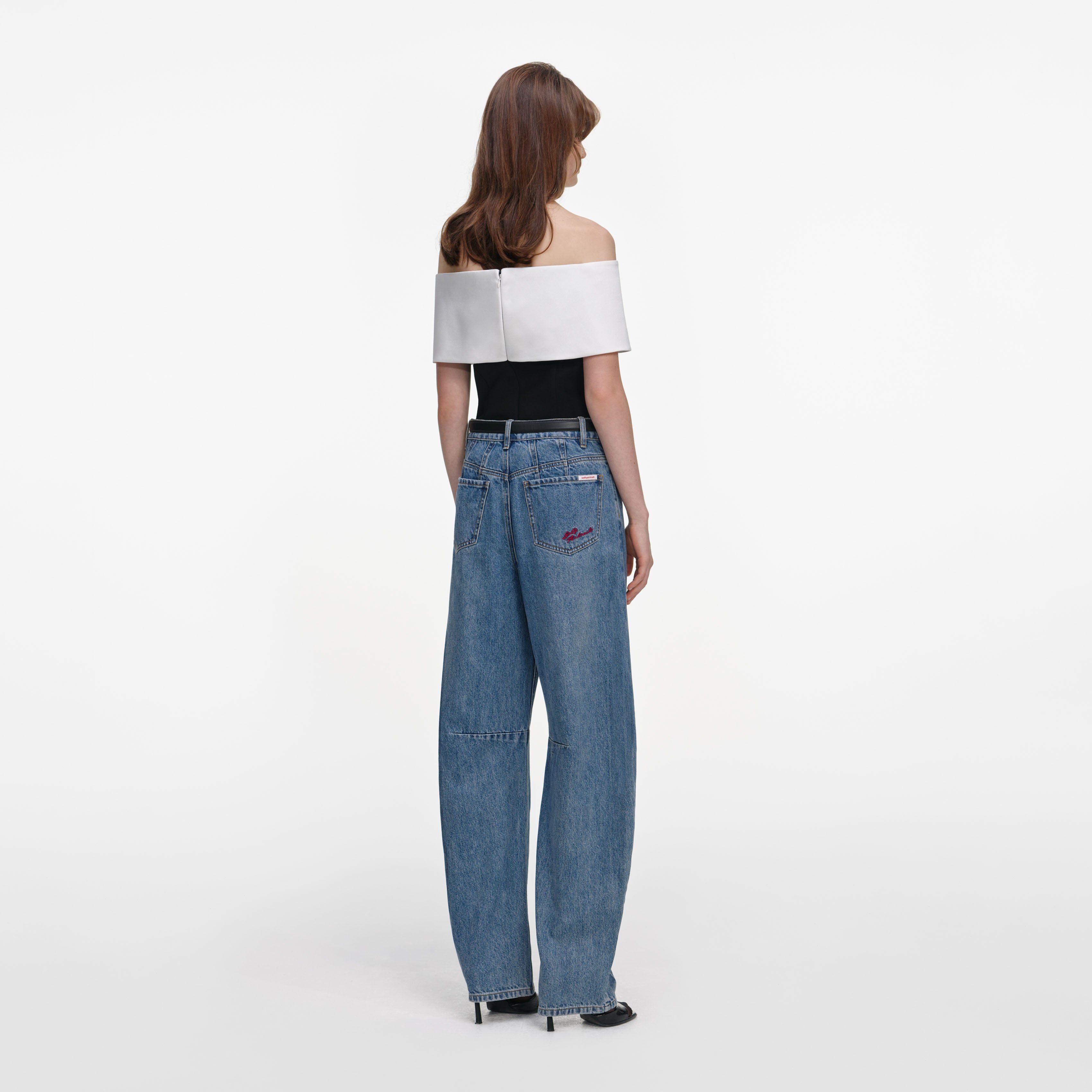 Black Crepe Flower Top – self-portrait