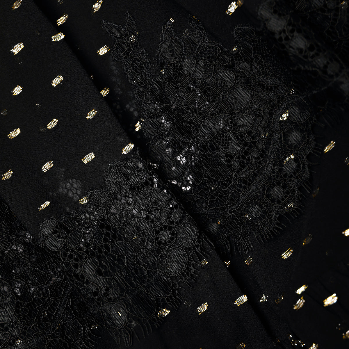 Black And Gold Chiffon Lace Maxi Skirt – self-portrait