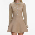 Gold Crystal Trim Knit Mini Dress