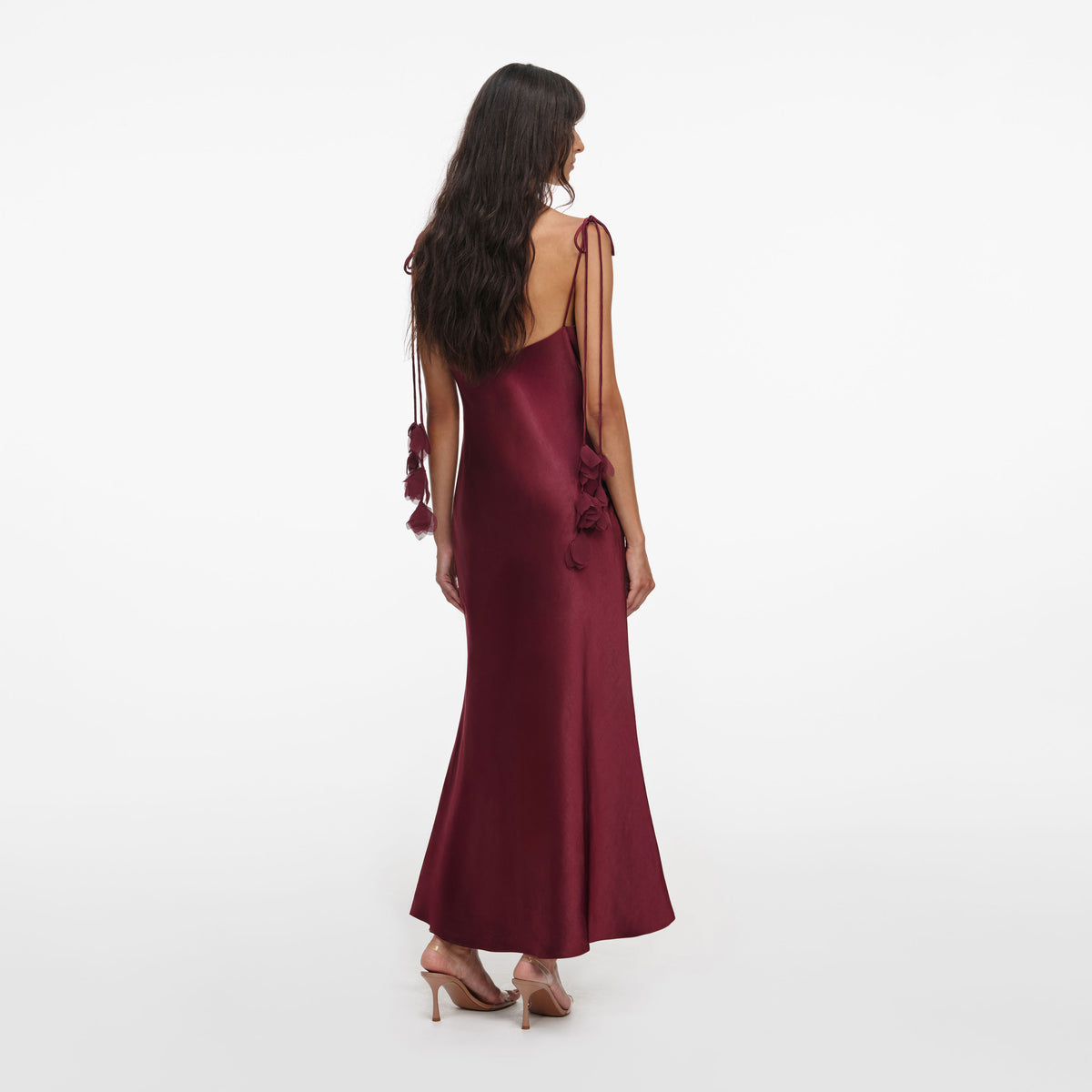 self portrait floral satin midi dress Self-Portrait Satin Flower Midi Dress