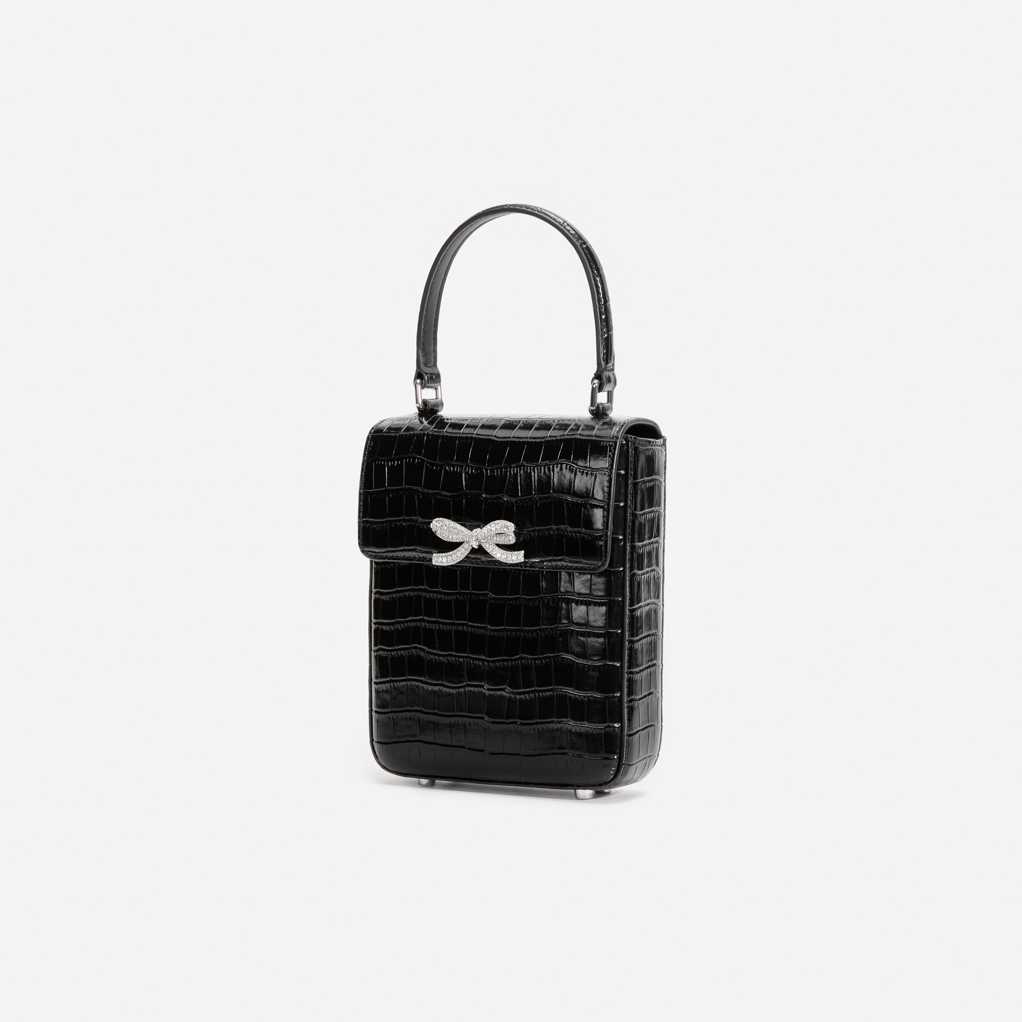 Black Croc Micro Bag – self-portrait