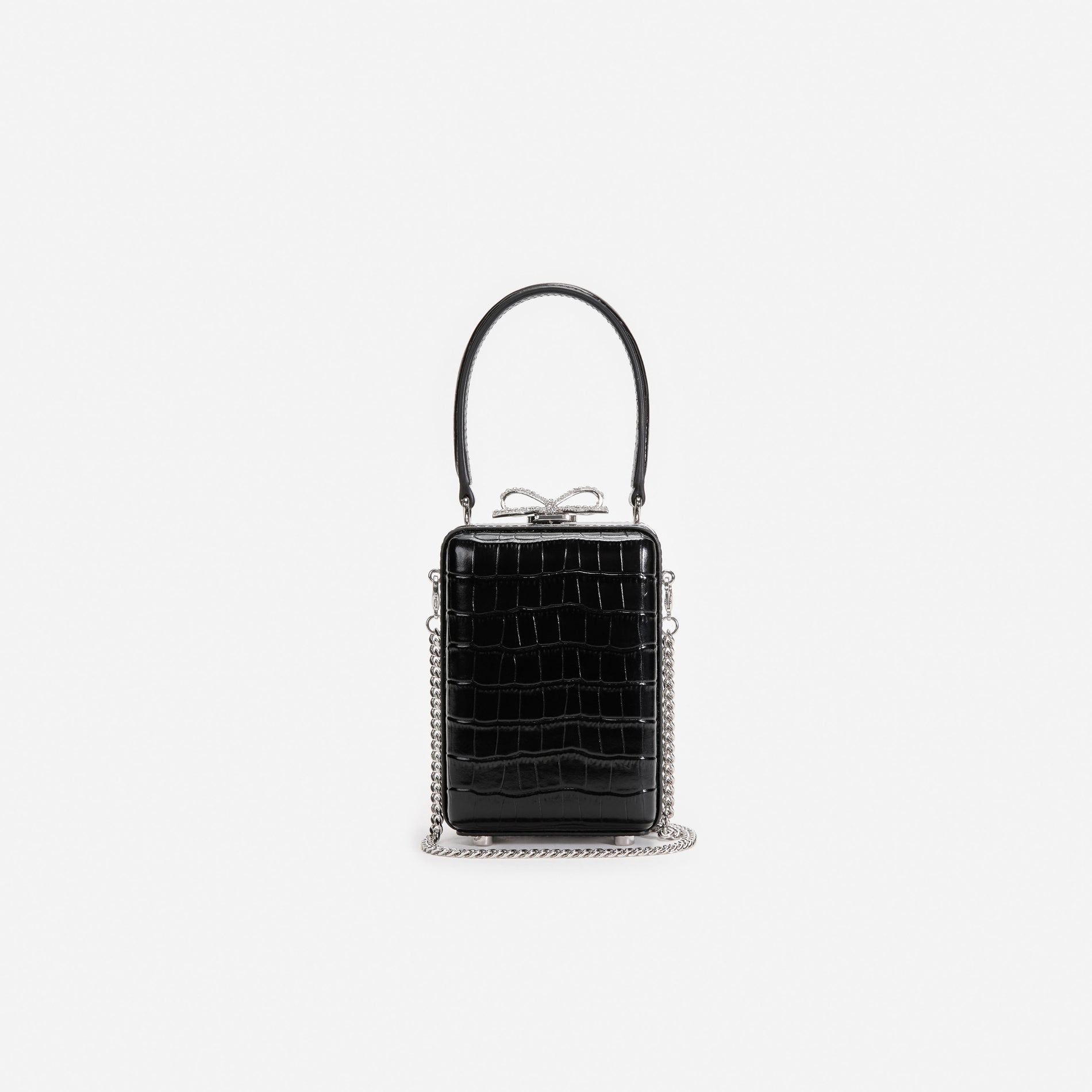 Black Croc Leather Micro Bag