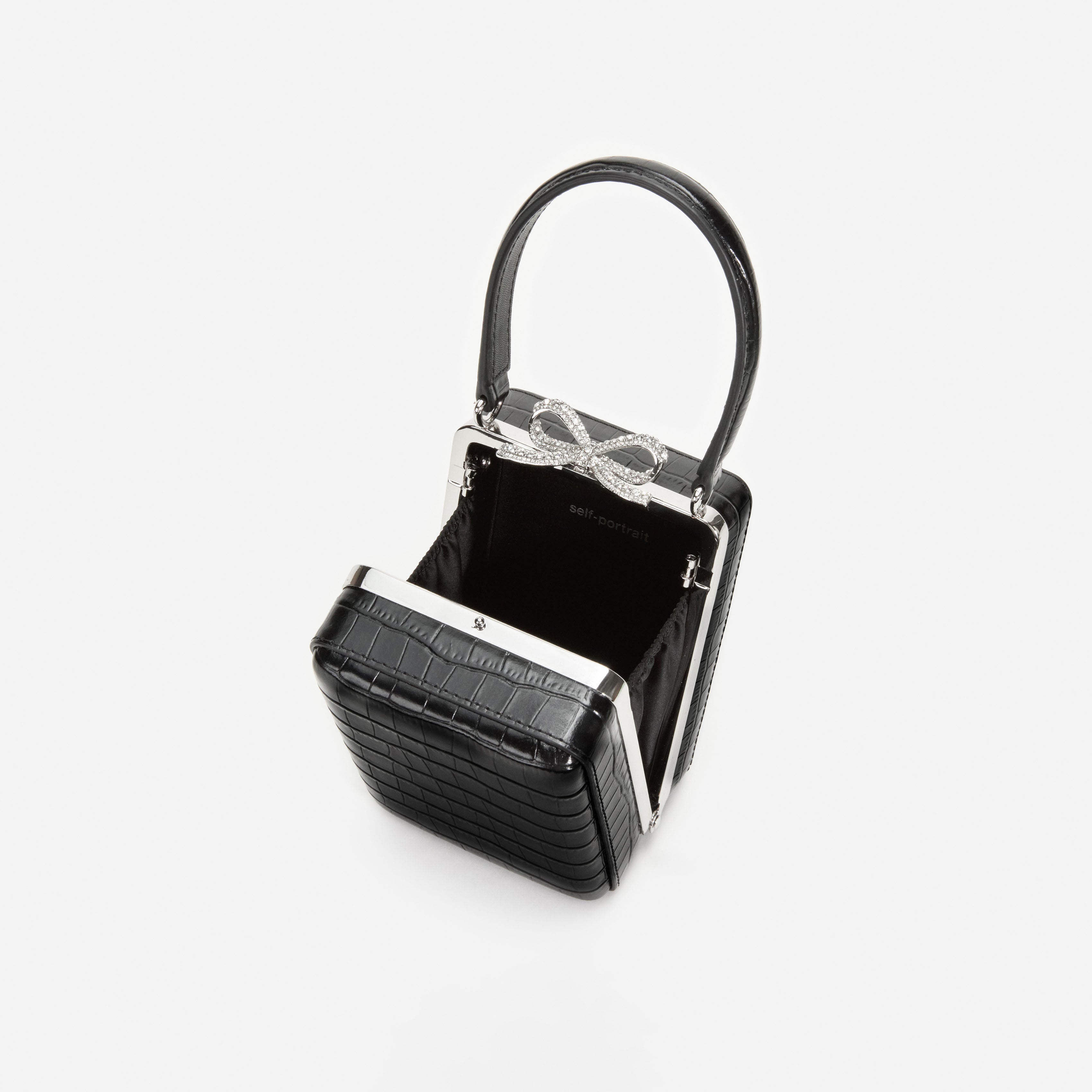 Black Croc Leather Micro Bag
