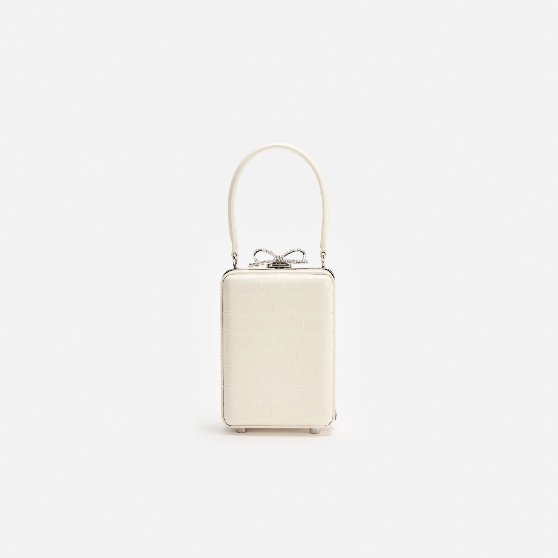 Cream Croc Leather Micro Bag