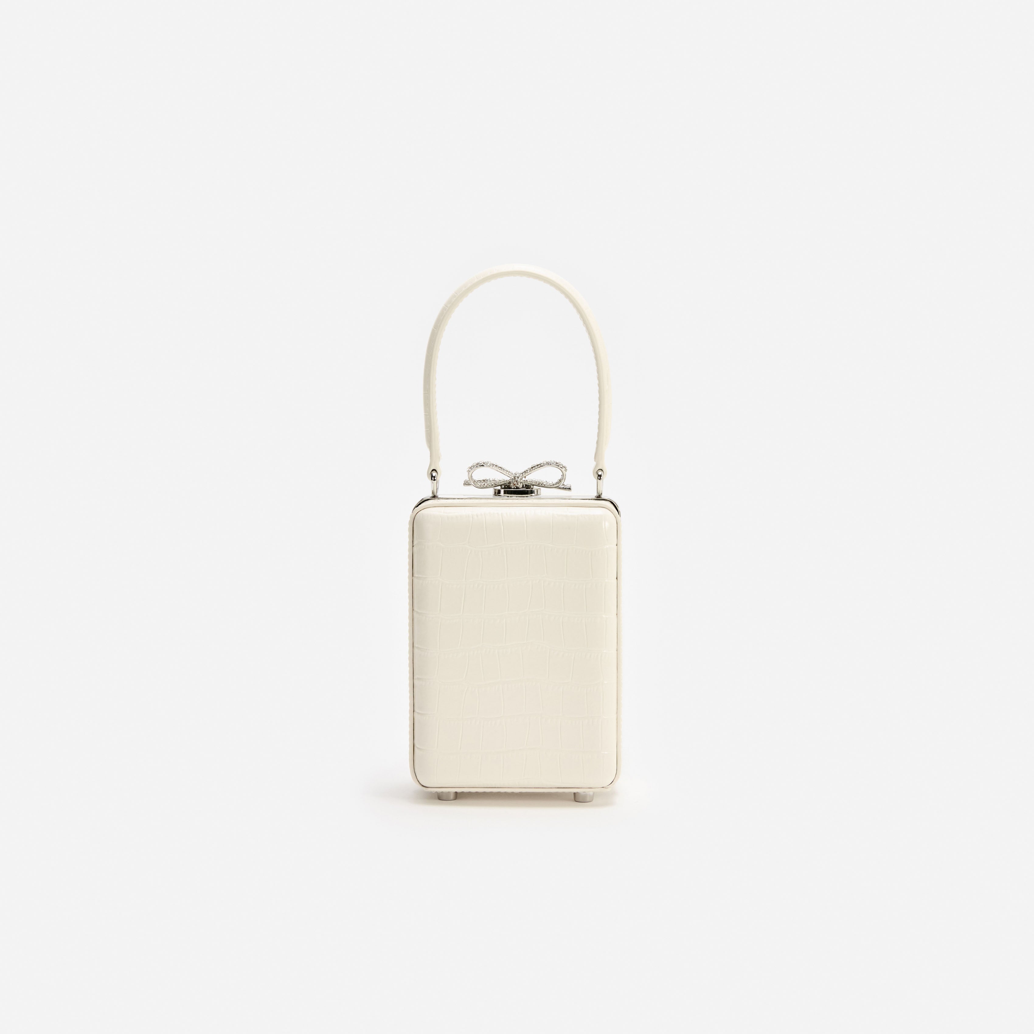 Cream Croc Leather Micro Bag – self-portrait