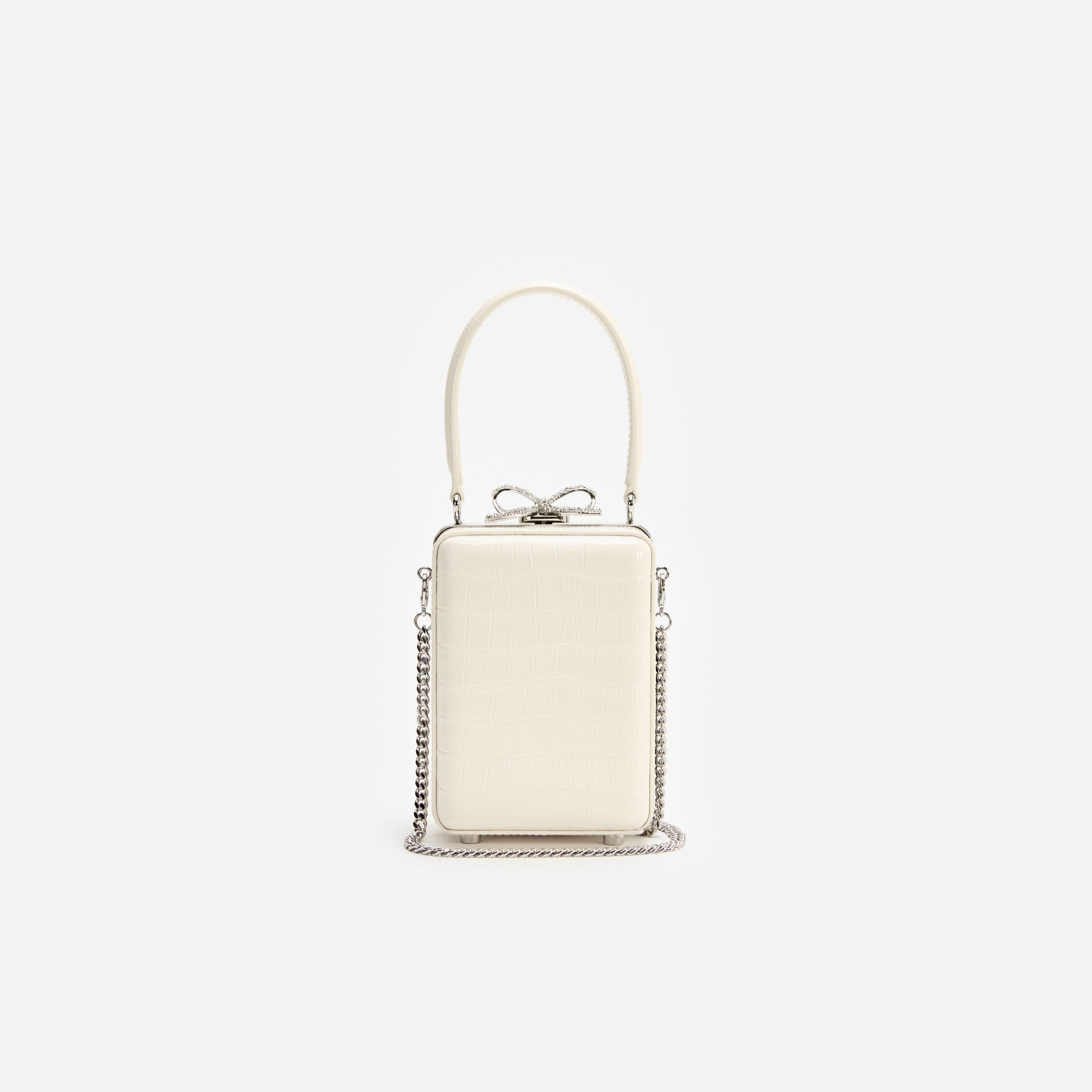 Cream Croc Leather Micro Bag