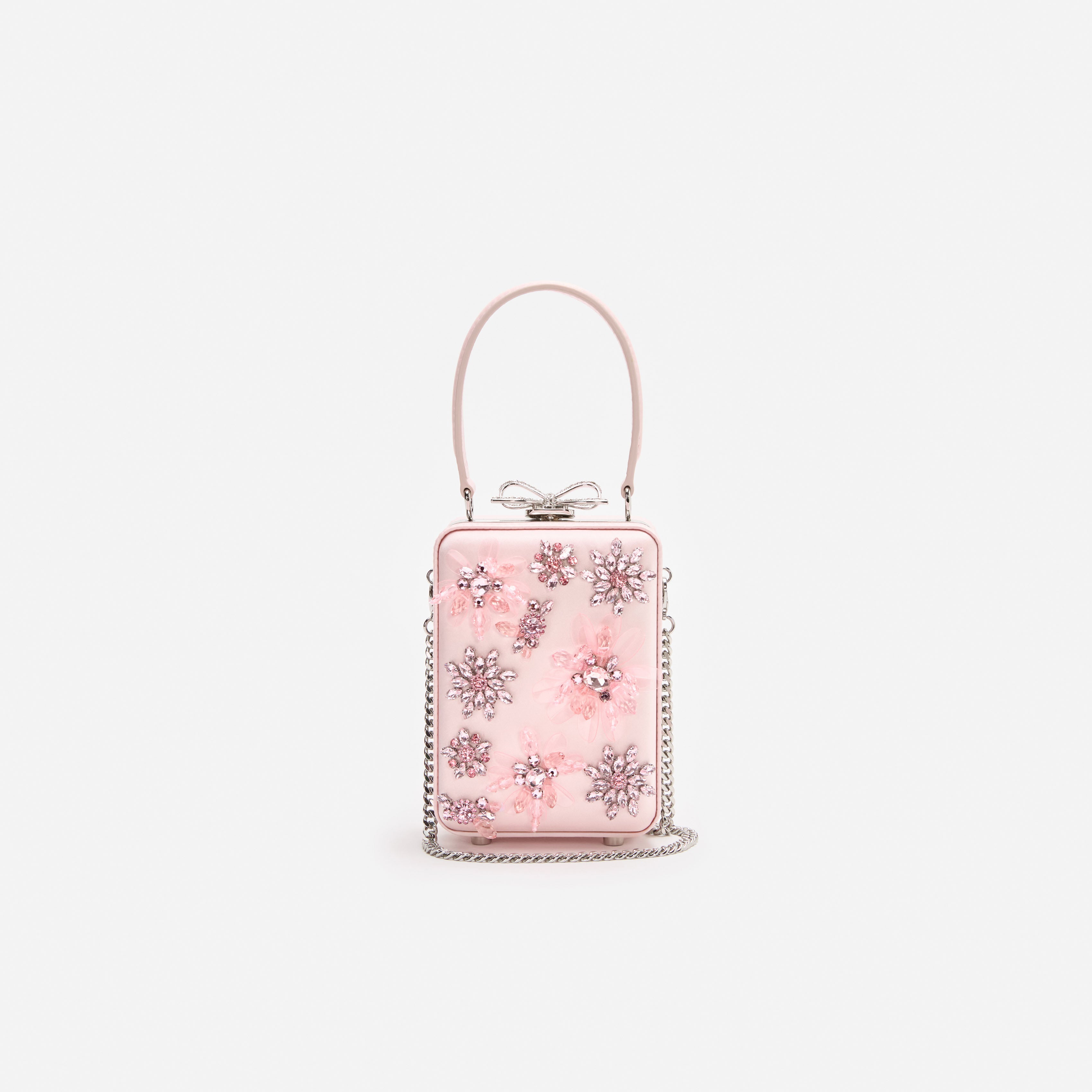 Pink Satin Floral Beaded Micro Bag – self-portrait