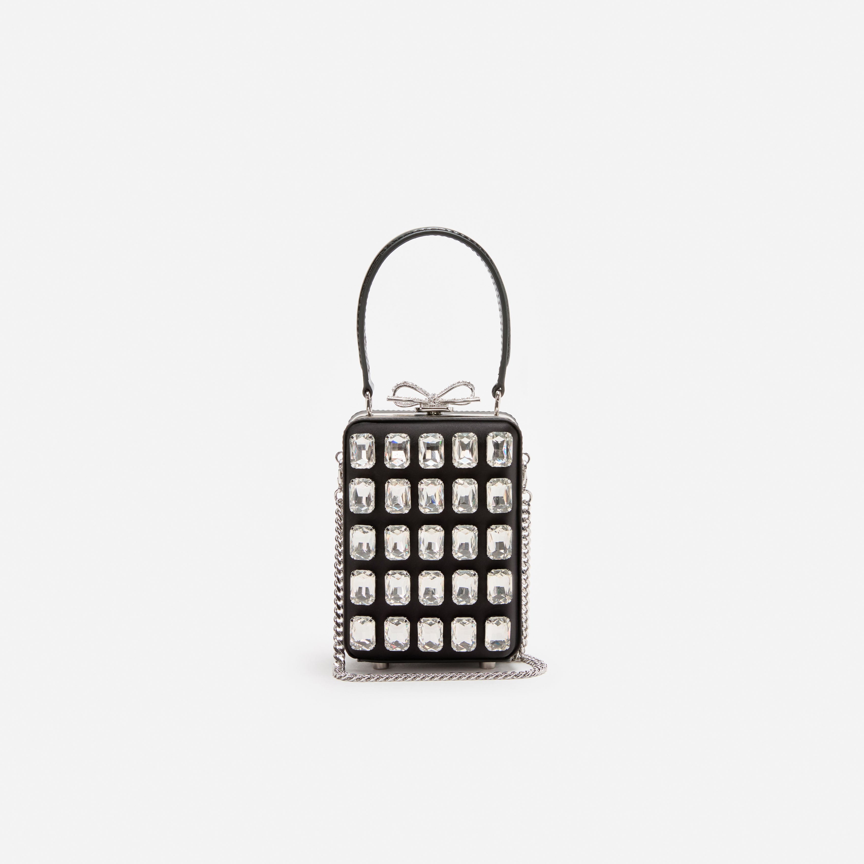 Black Satin Crystal Micro Bag
