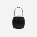 Black Croc Leather Compact Mini Bag