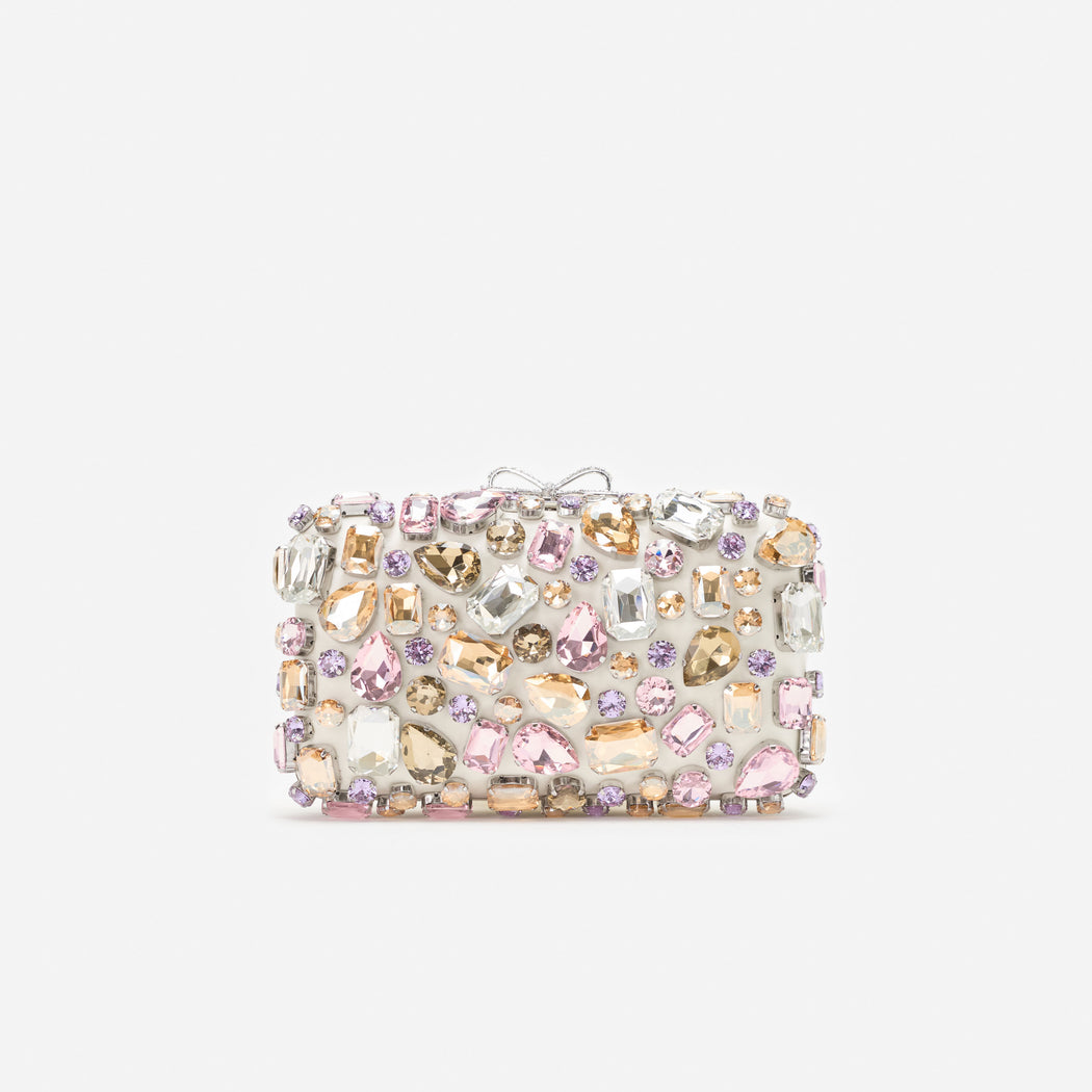 Multi Crystal Embellished Clutch Bag