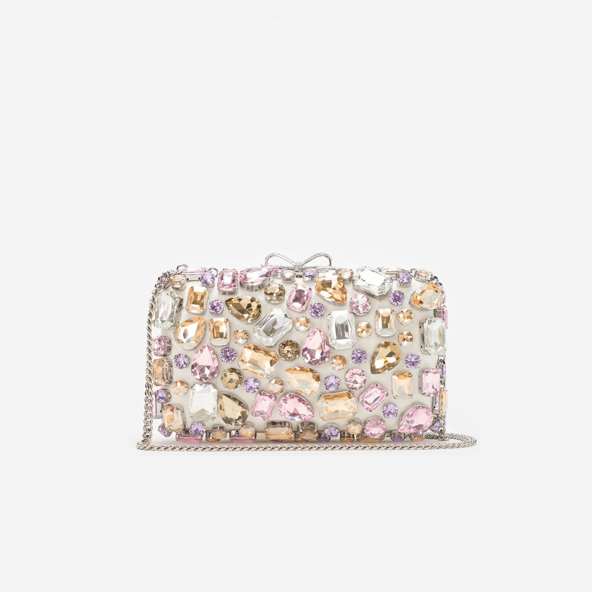 Multi Crystal Embellished Clutch Bag