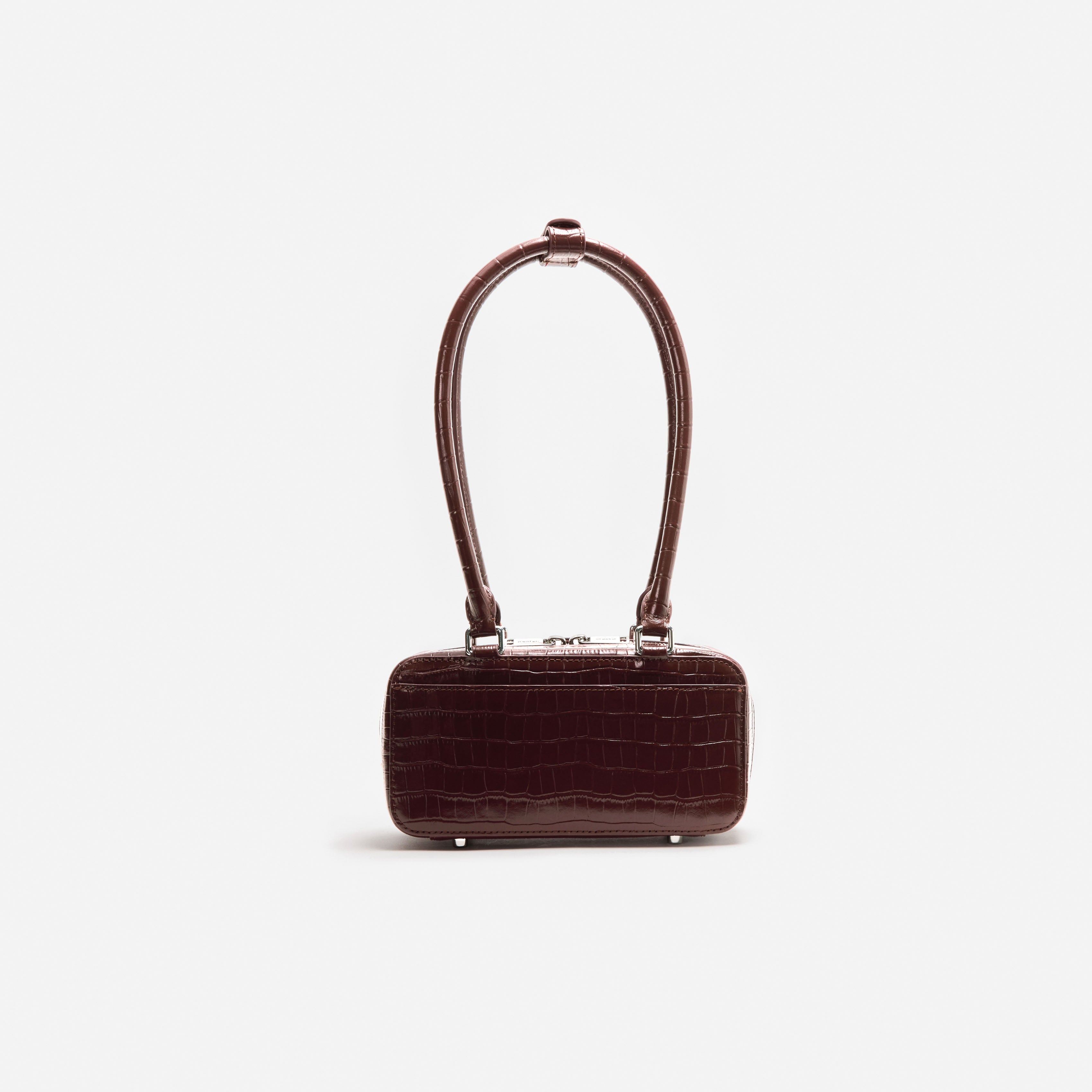 Black Croc Leather Mini Shoulder Bag – self-portrait