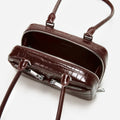 Brown Croc Leather Mini Shoulder Bag